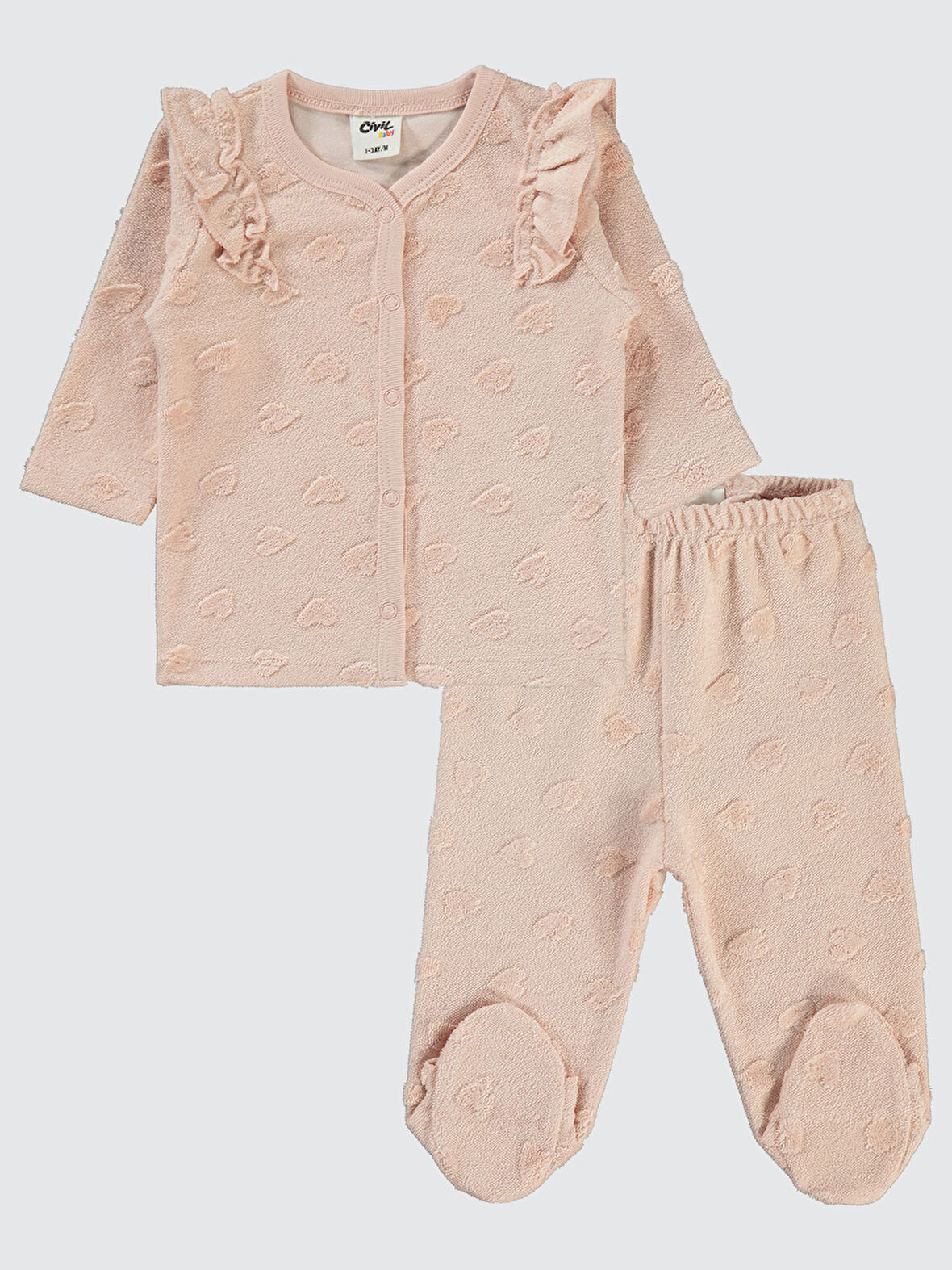 Civil Baby Kız Bebek Pijama Takımı 1-6 Ay Pudra