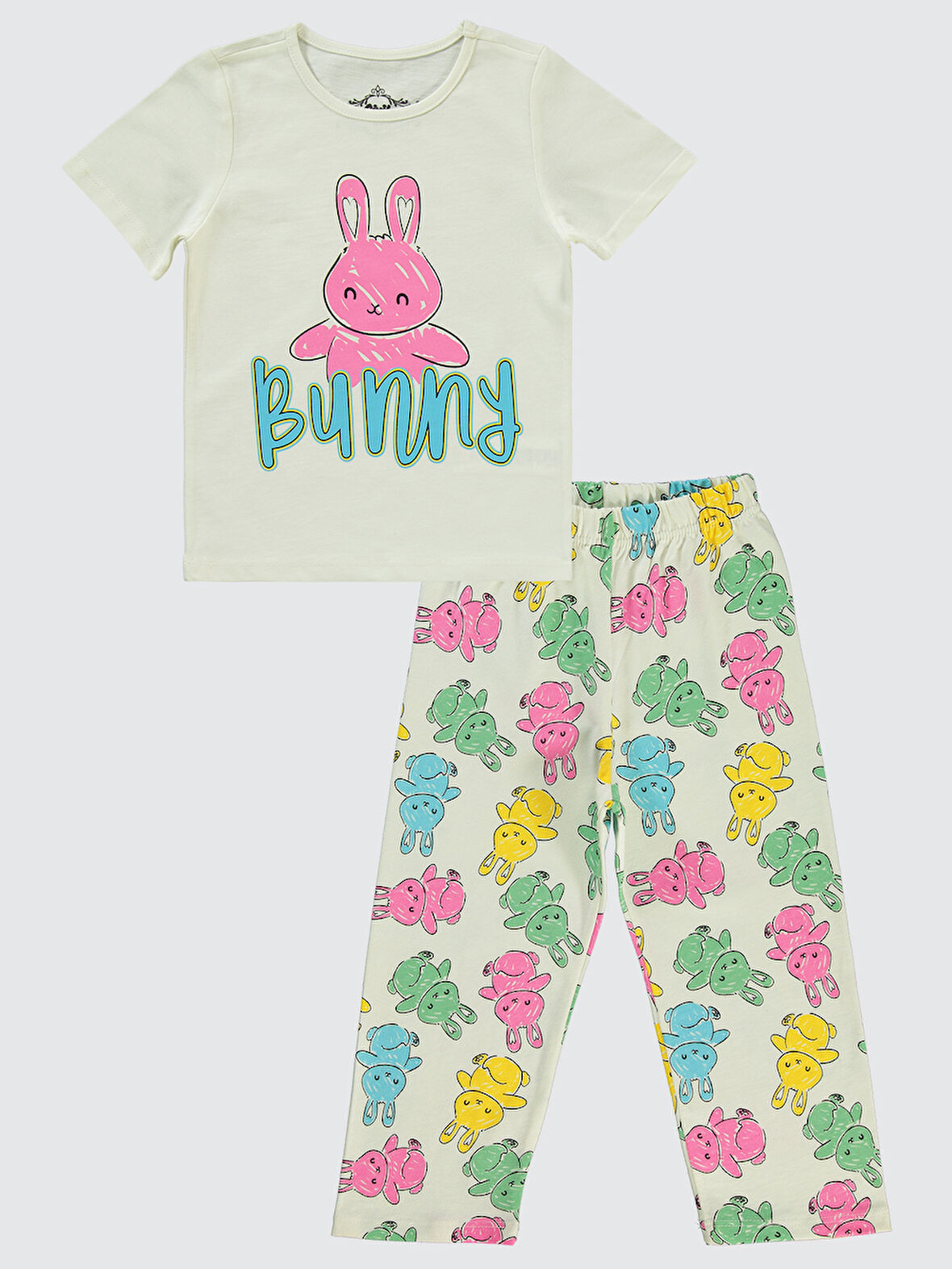 Civil Grils Kız Çocuk Pijama Takımı 2-5 Yaş Ekru