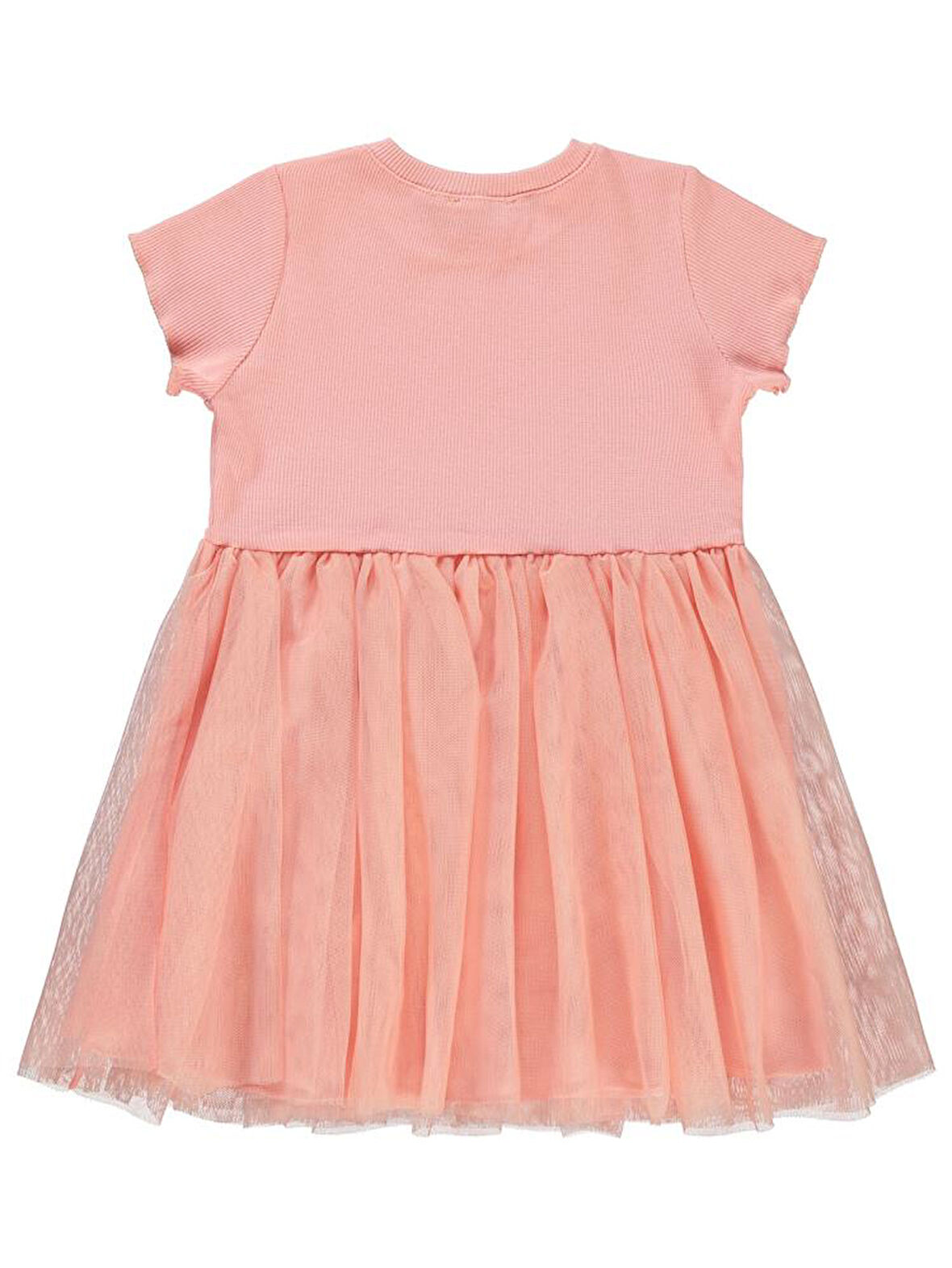 Civil Girls Kalp Baskılı Tüllü 2-5 Yaş Elbise - Pudra 2-3 Yaş