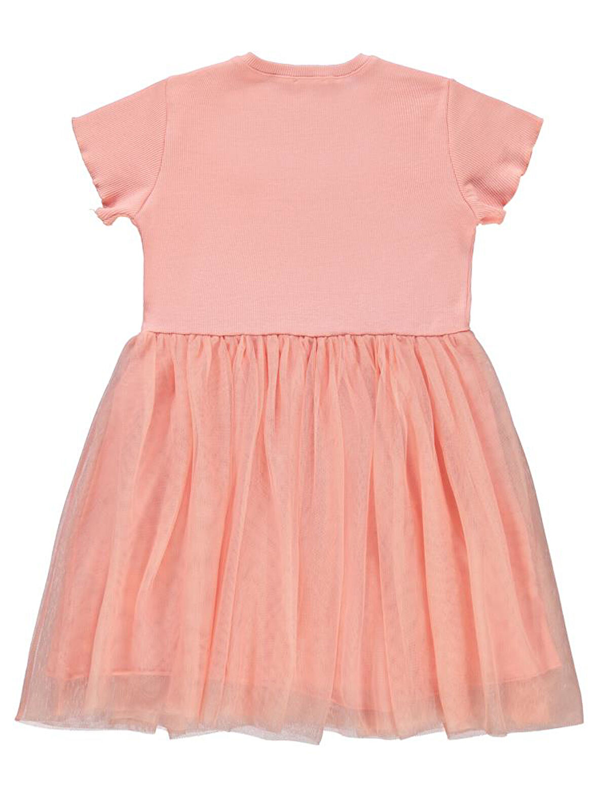 Civil Girls Kalp Baskılı Tüllü 6-9 Yaş Elbise - Pudra 6-7 Yaş