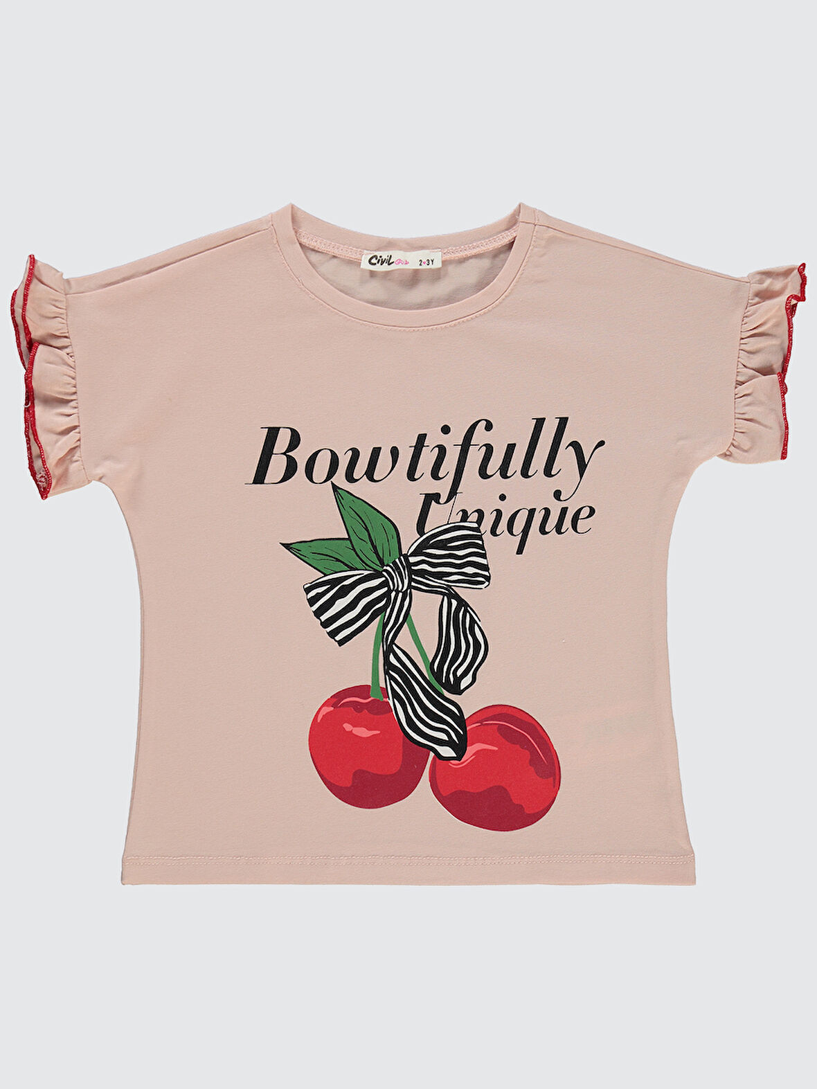 Civil Girls Kız Çocuk Tişört 2-5 Yaş Açık Pudra