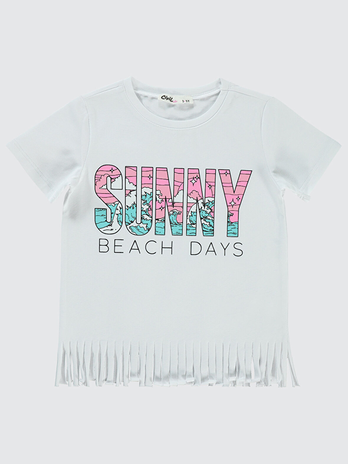 Civil Girls Kız Çocuk Tişört 2-5 Yaş Beyaz