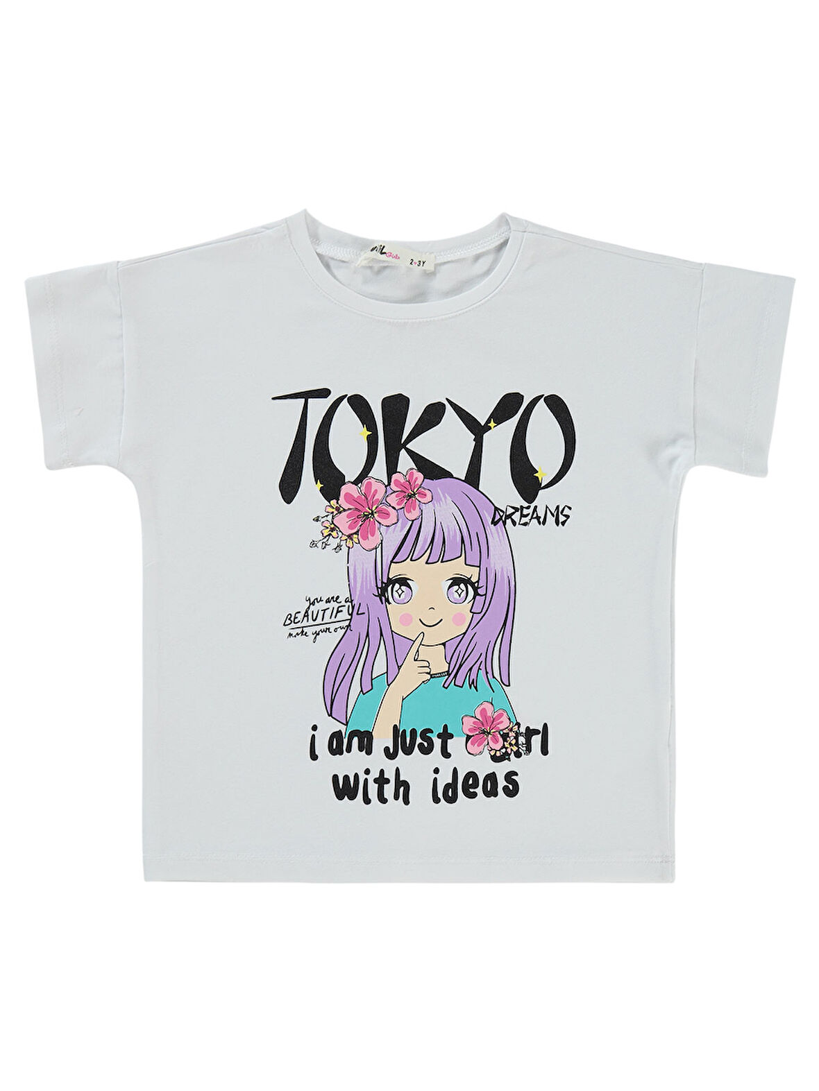 Civil Girls Kız Çocuk Tişört 2-5 Yaş Beyaz