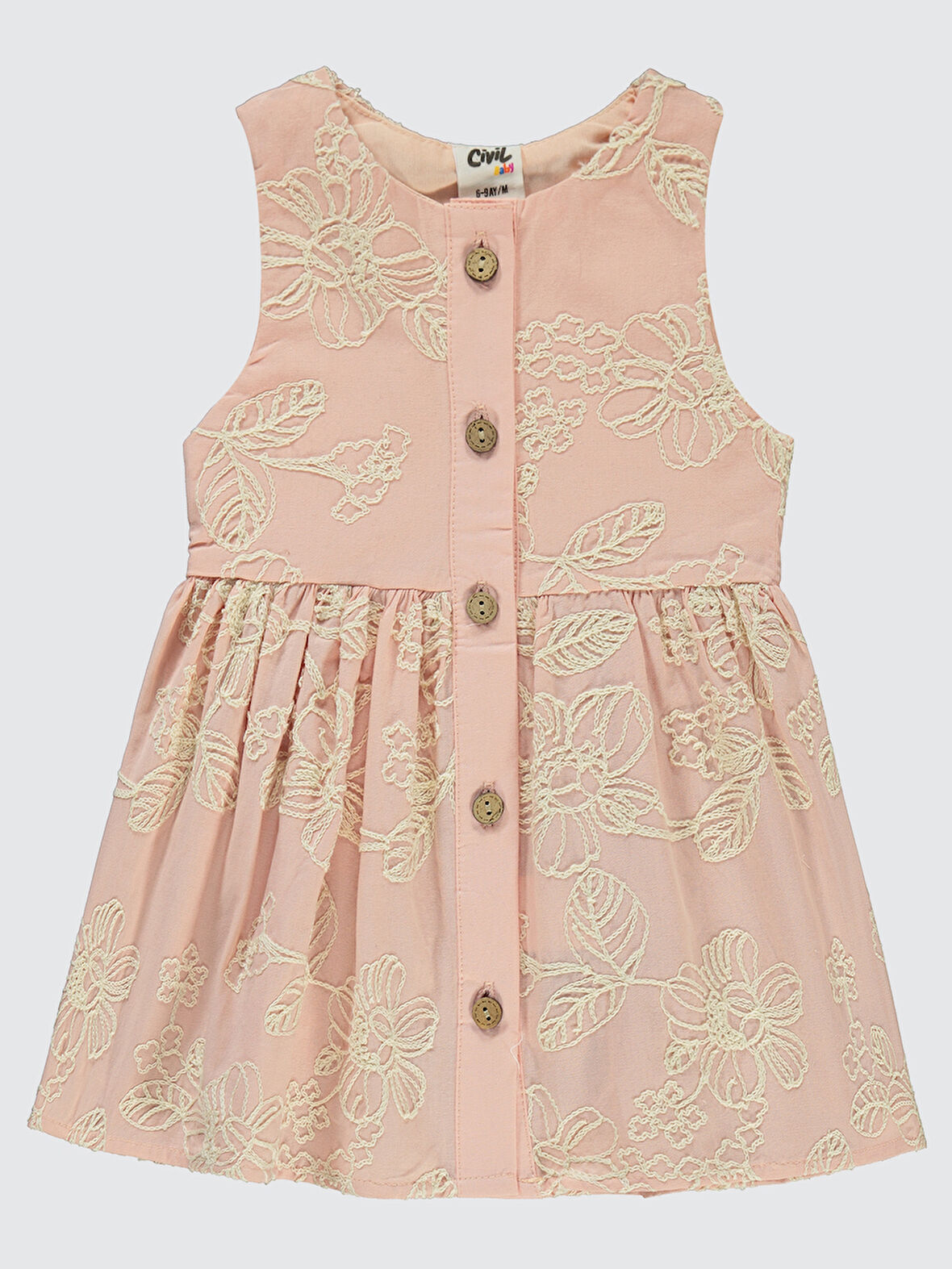 Civil Baby Kız Bebek Elbise 6-18 Ay Pudra