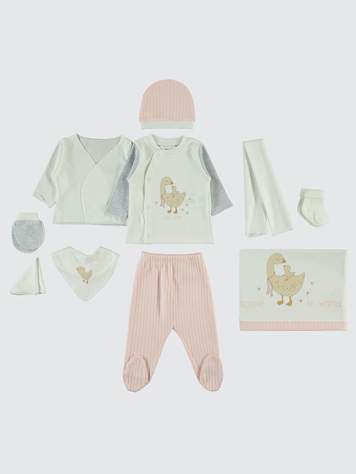 Civil Baby Ördek Nakışlı  Zıbın Setleri - Pembe0-1 Ay