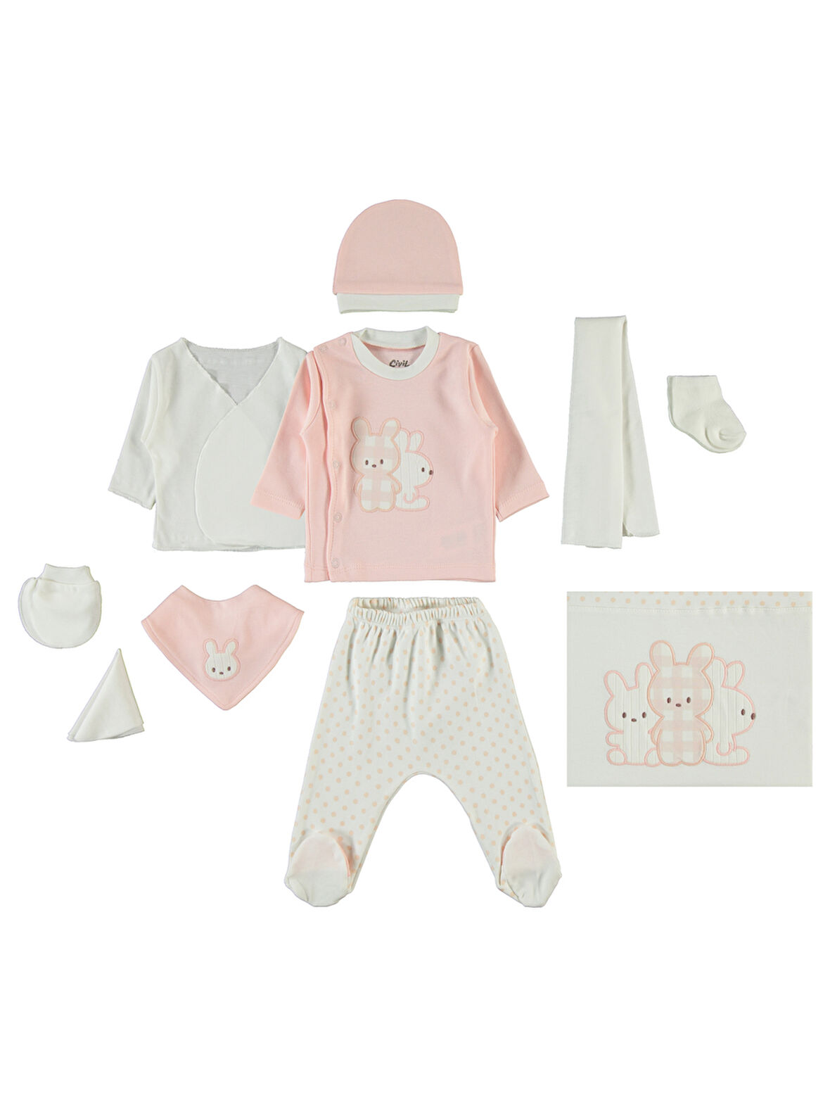 Civil Baby Kız Bebek Zıbın Setleri 0-1 Ay Somon