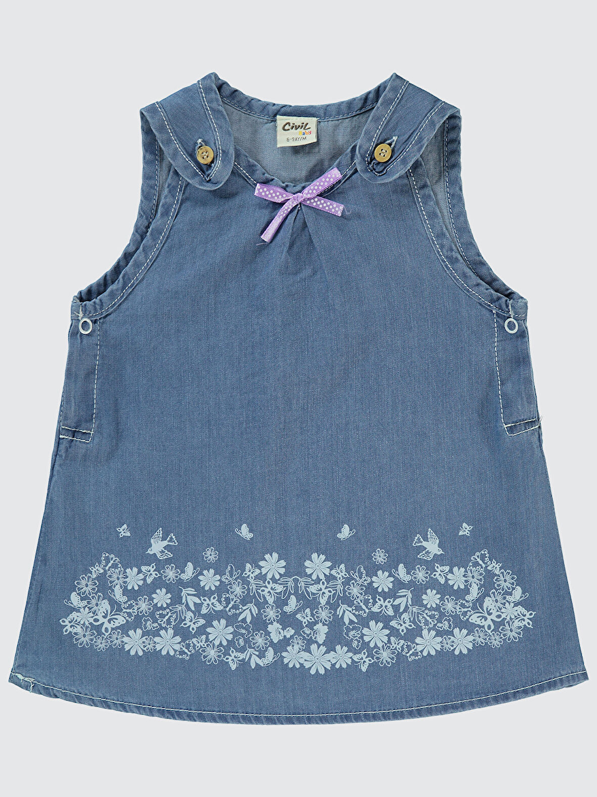 Civil Baby Kız Bebek Elbise 6-18 Ay Mavi