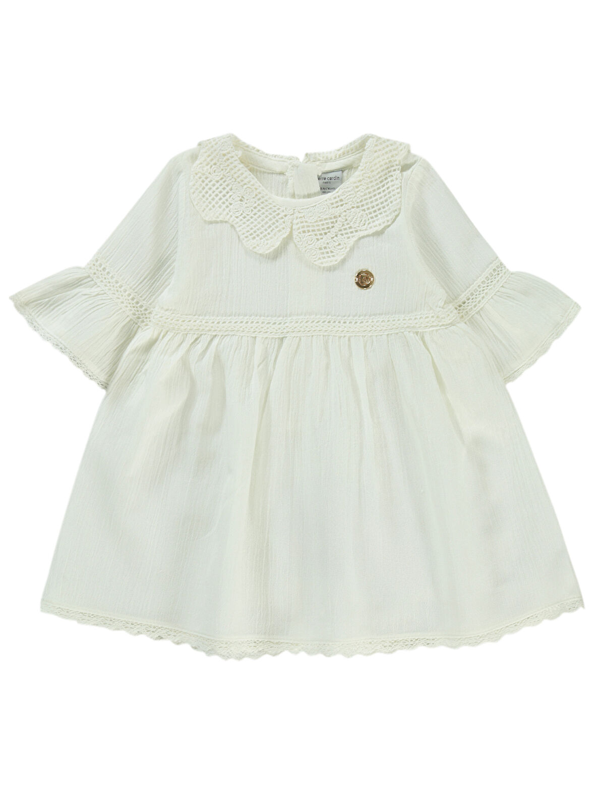 Pierre Cardin Kız Bebek Elbise 6-24 Ay Ekru