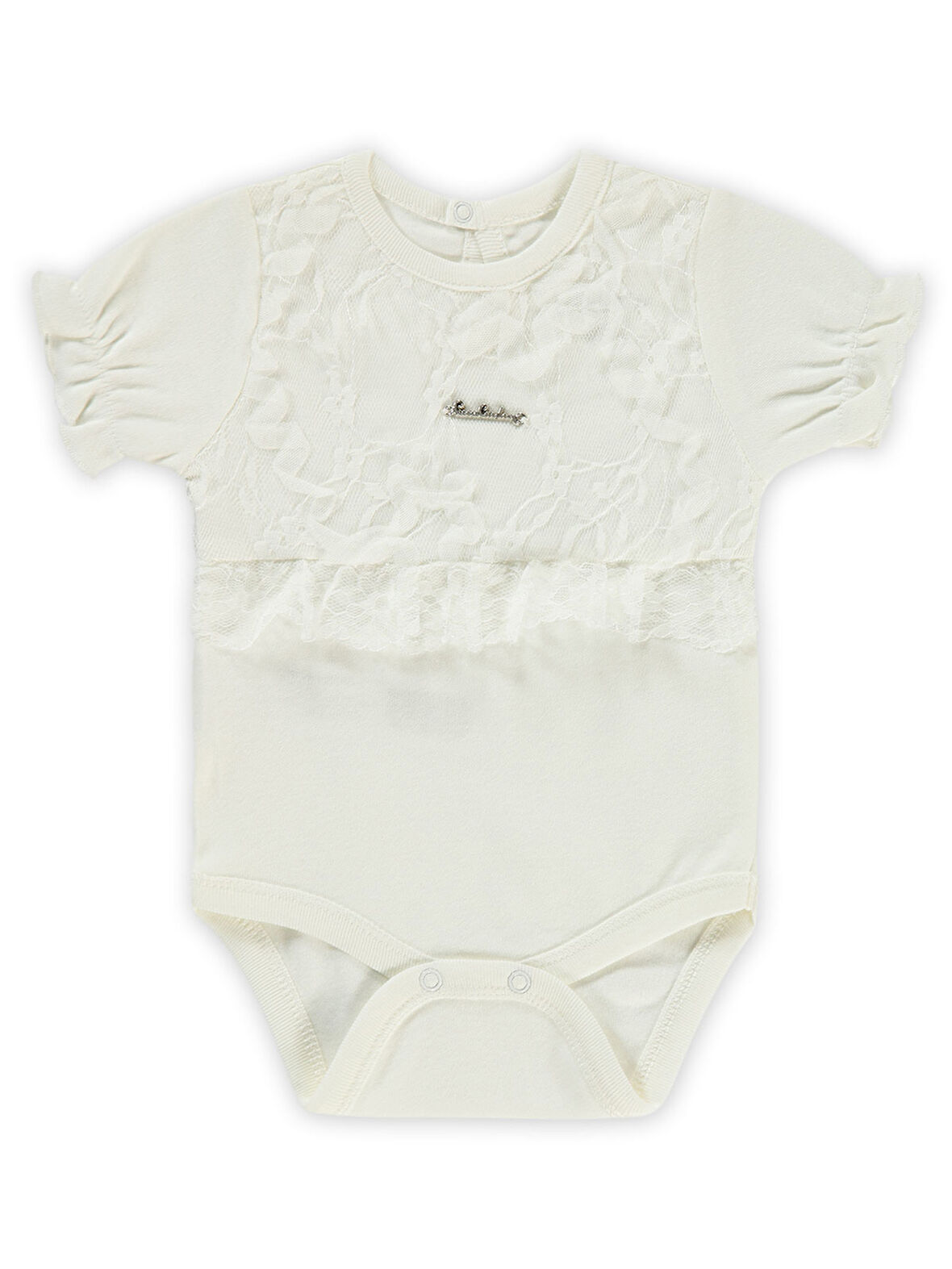 Pierre Cardin Kız Bebek Çıtçıtlı Badi 0-9 Ay Ekru