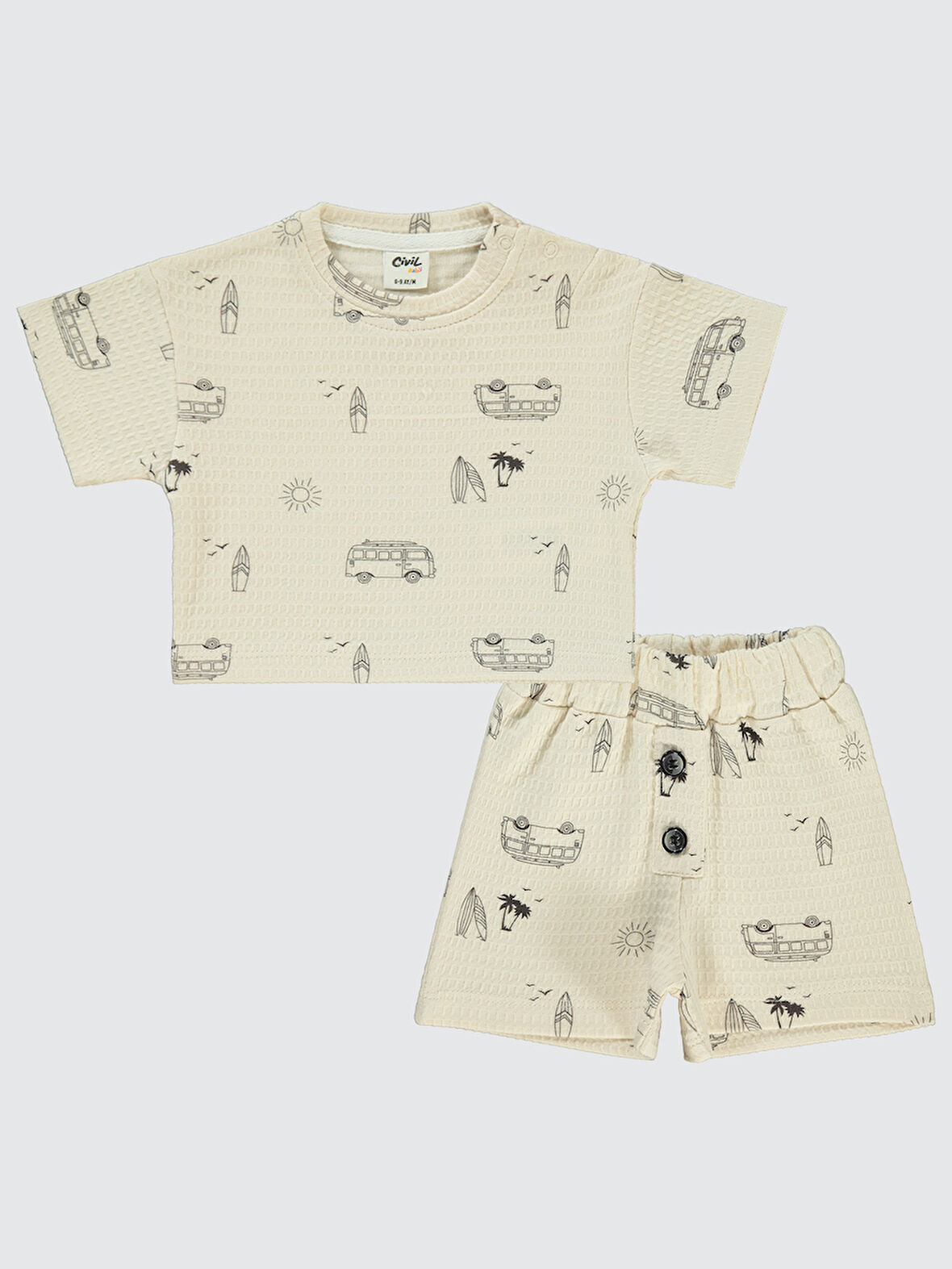 Civil Baby Erkek Bebek Şortlu Takım 6-18 Ay Bej