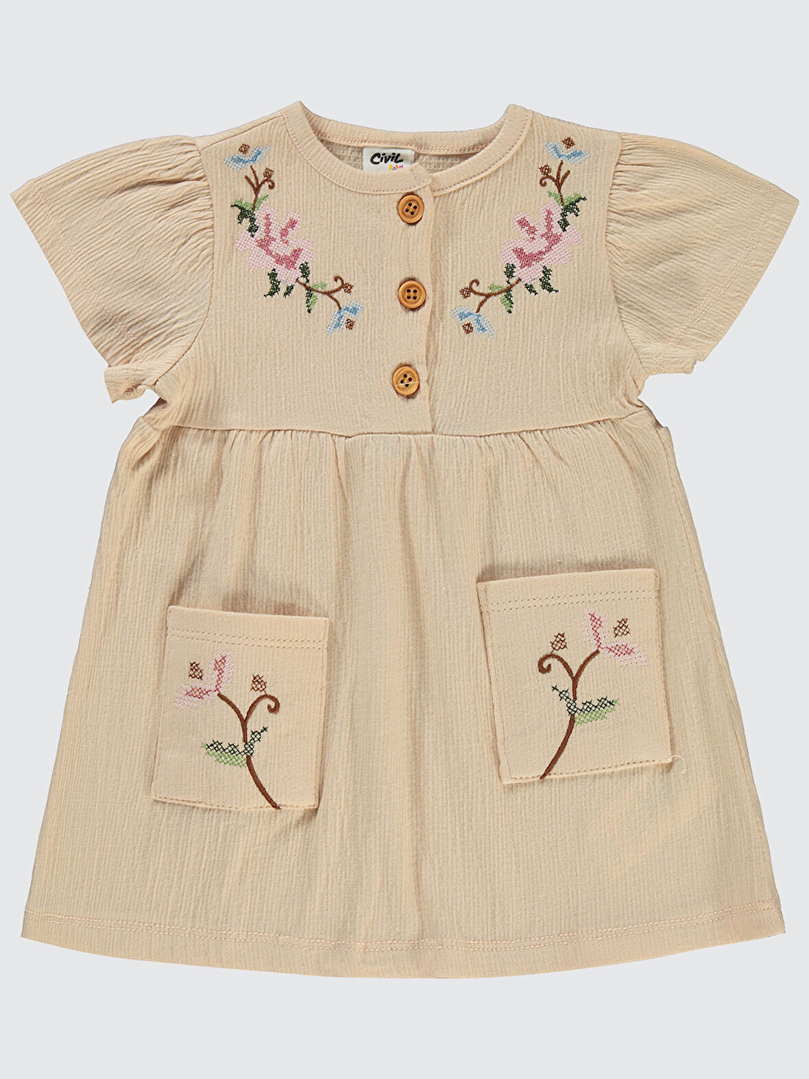 Civil Baby Kız Bebek Elbise 6-18 Ay Bej