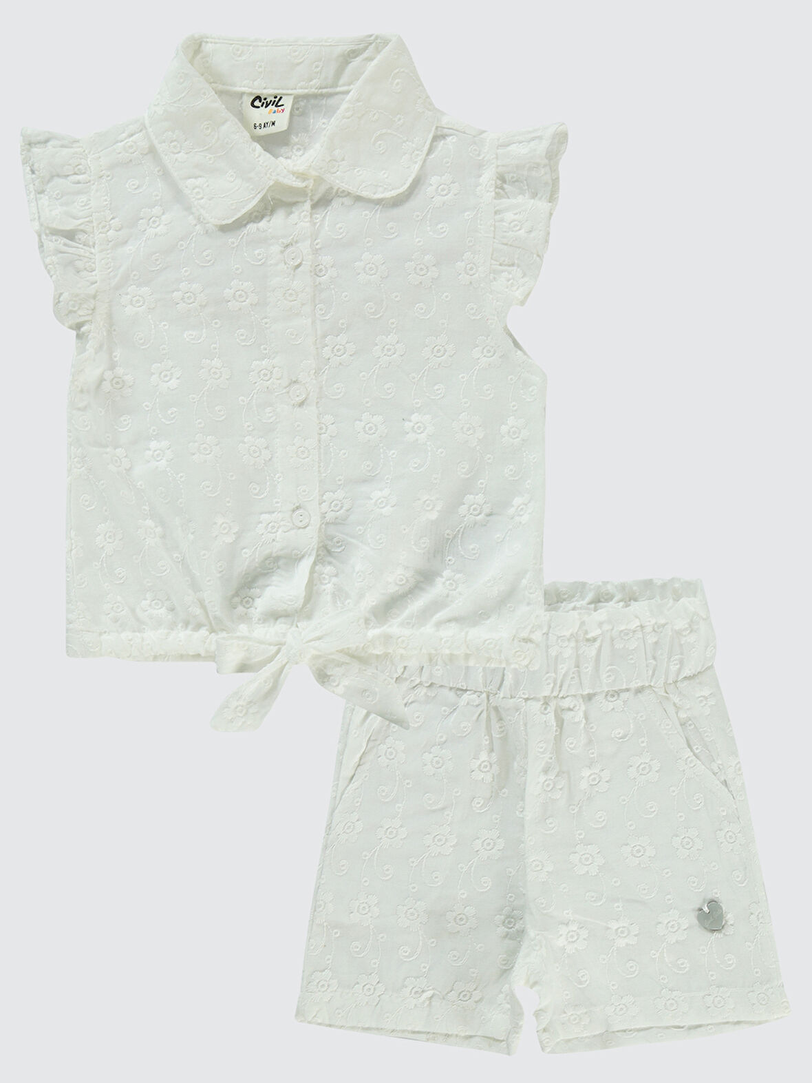 Civil Baby Kız Bebek Şortlu Takım 6-18 Ay Ekru
