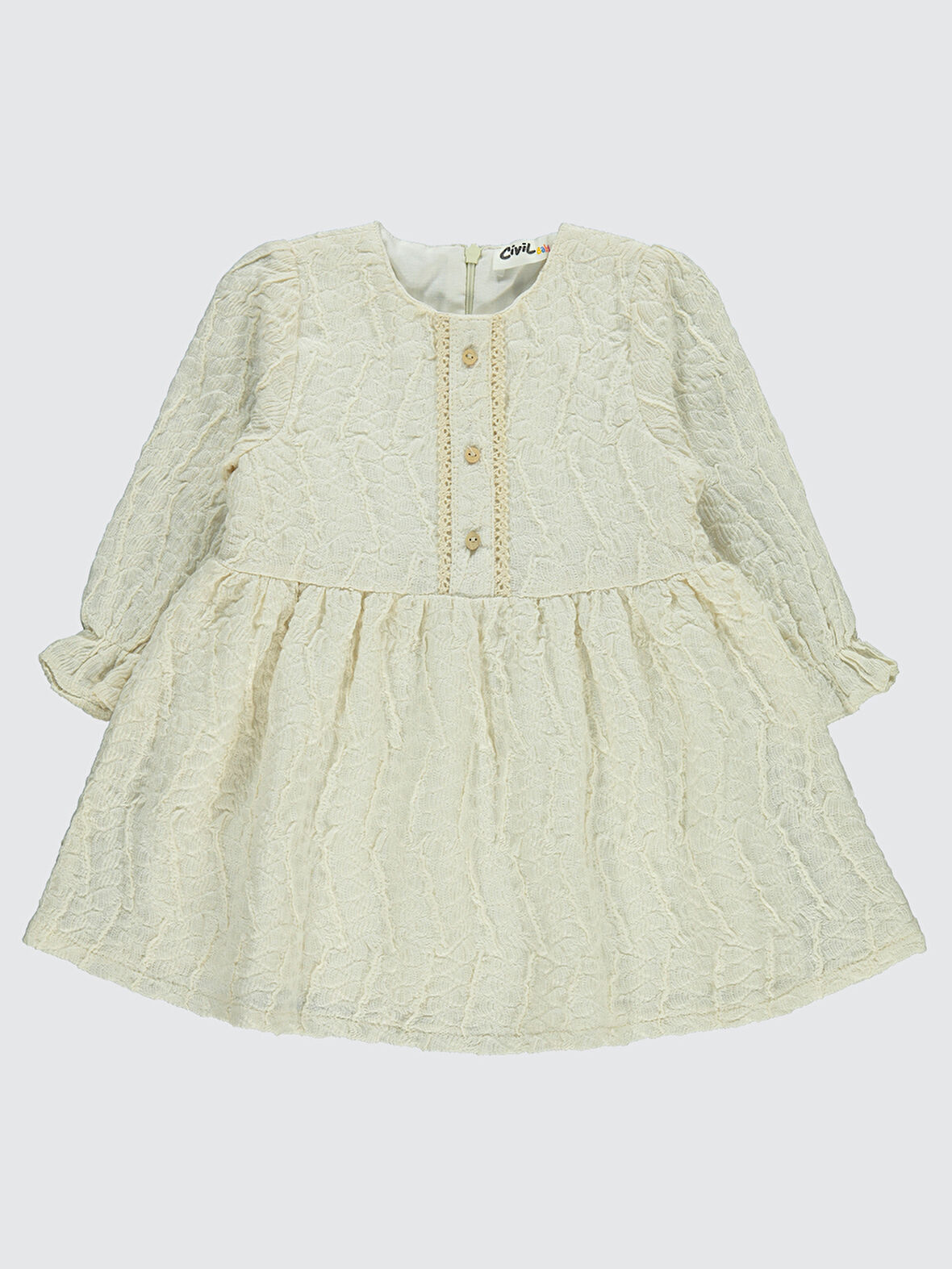 Civil Baby Kız Bebek Elbise 6-18 Ay Ekru