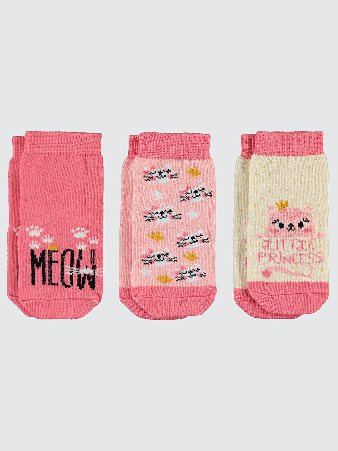 Civil Baby Kız Bebek 3'lü Çorap Set 6-18 Ay Pembe