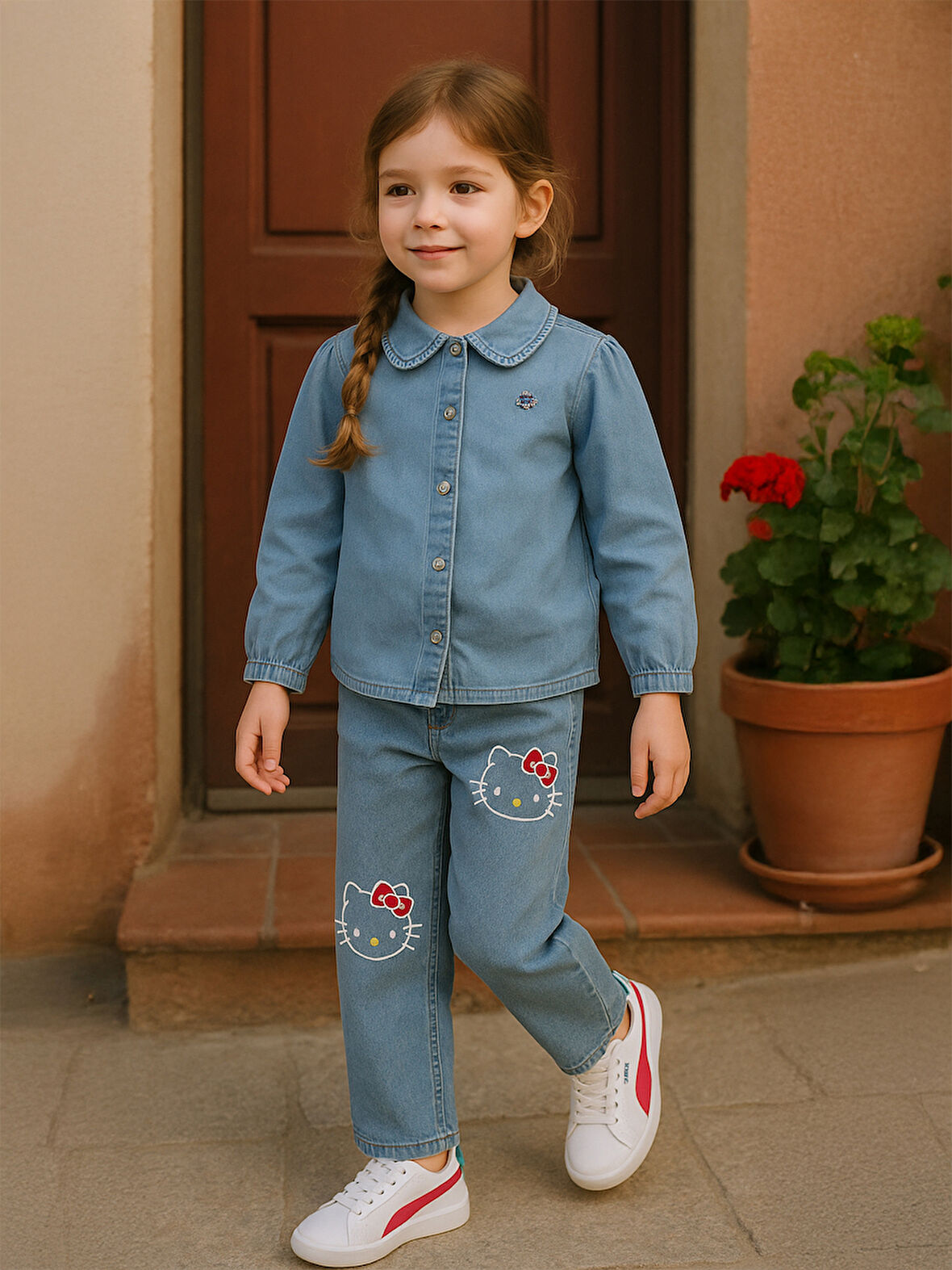 Hello Kitty Kız Çocuk Pantolon 6-9 Yaş Mavi