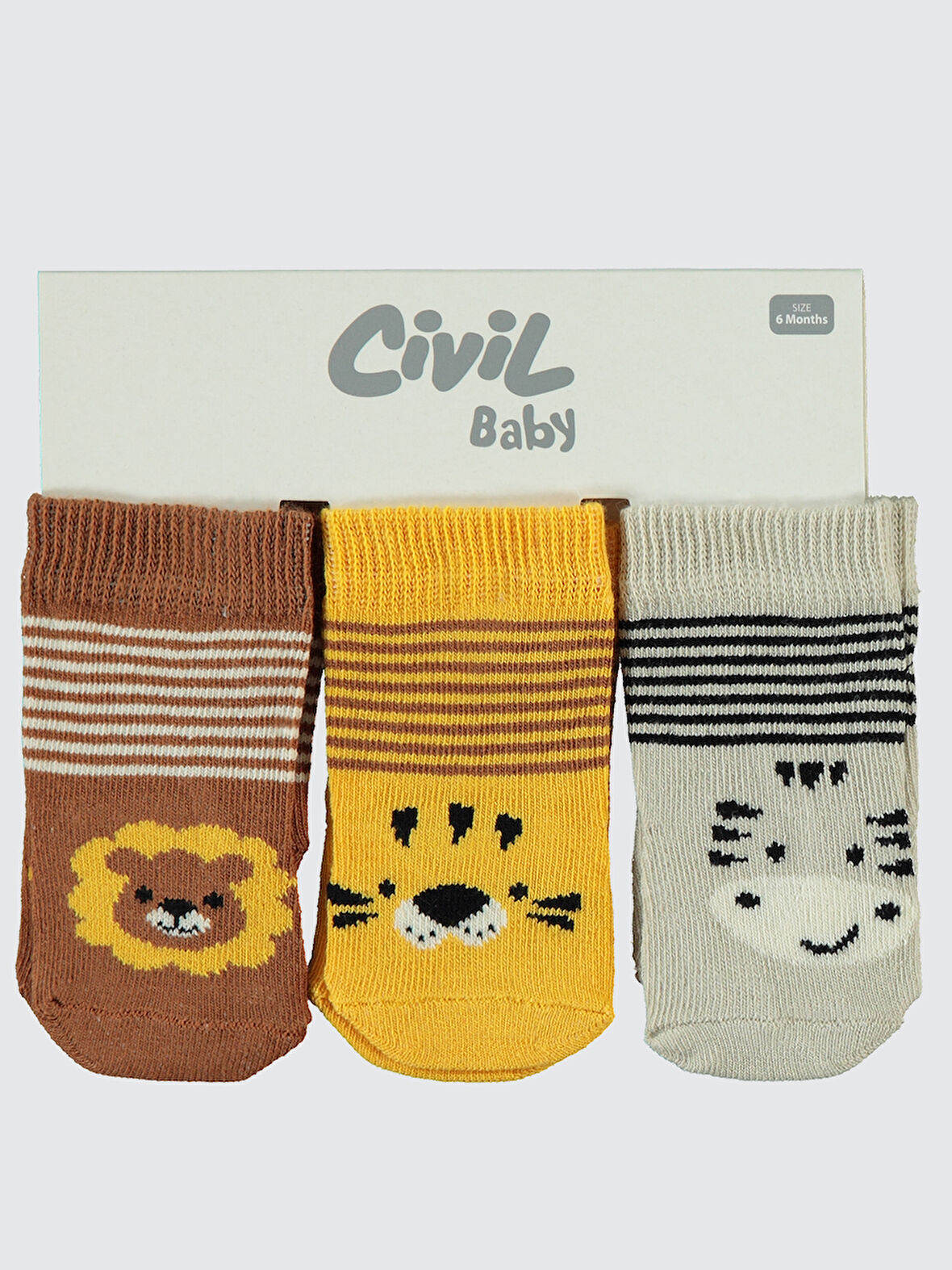 Civil Baby Erkek Bebek 3'lü Çorap Set 6-18 Ay Kahverengi