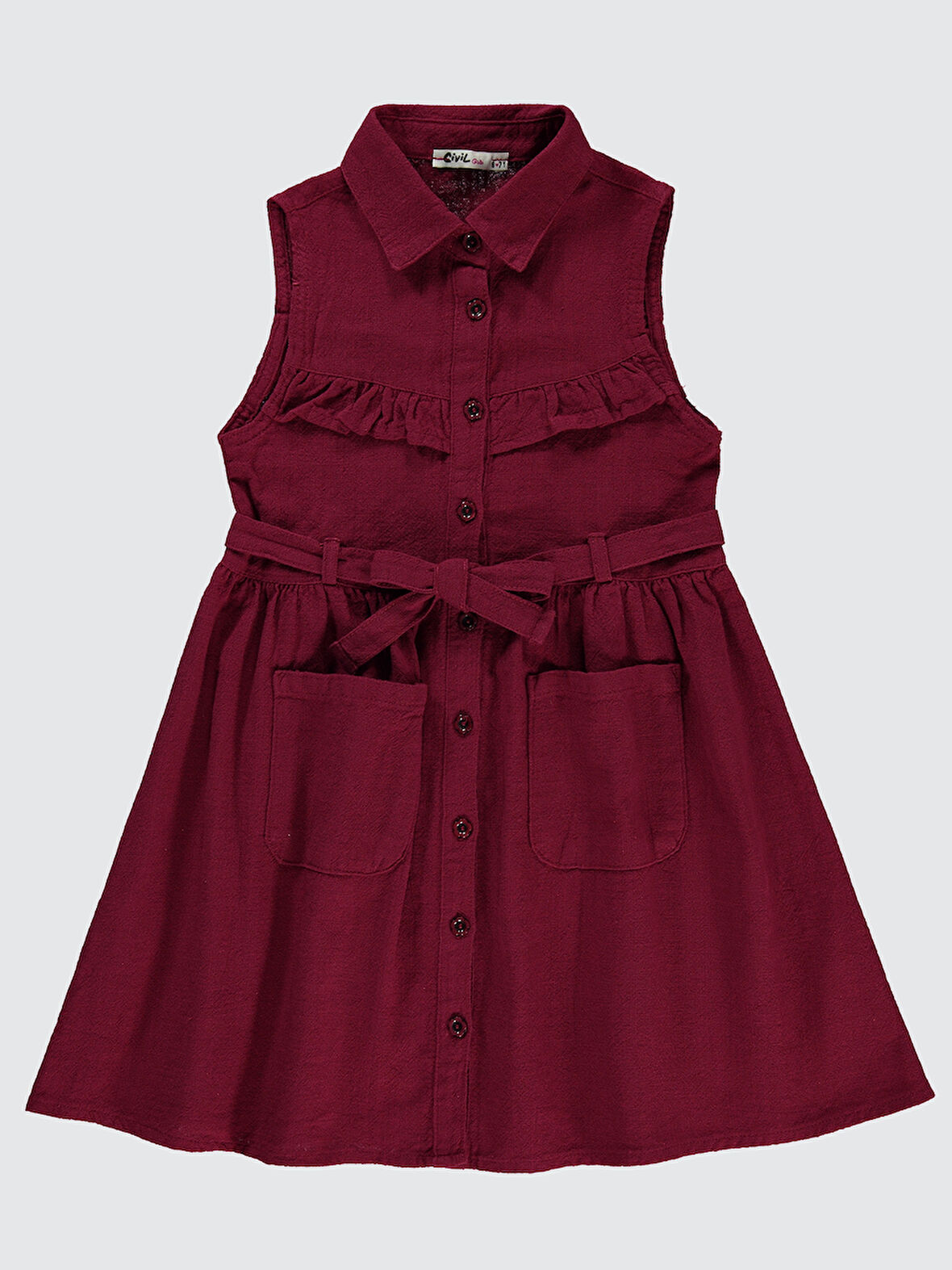 Civil Girls Kız Çocuk Elbise 6-9 Yaş Bordo