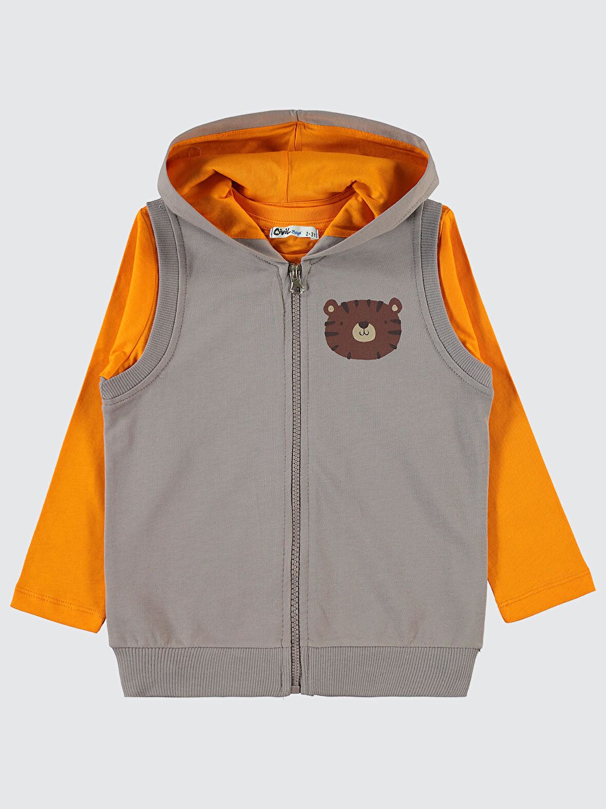 Civil Boys Erkek Çocuk Yelekli Sweatshirt 2-5 Yaş Gri