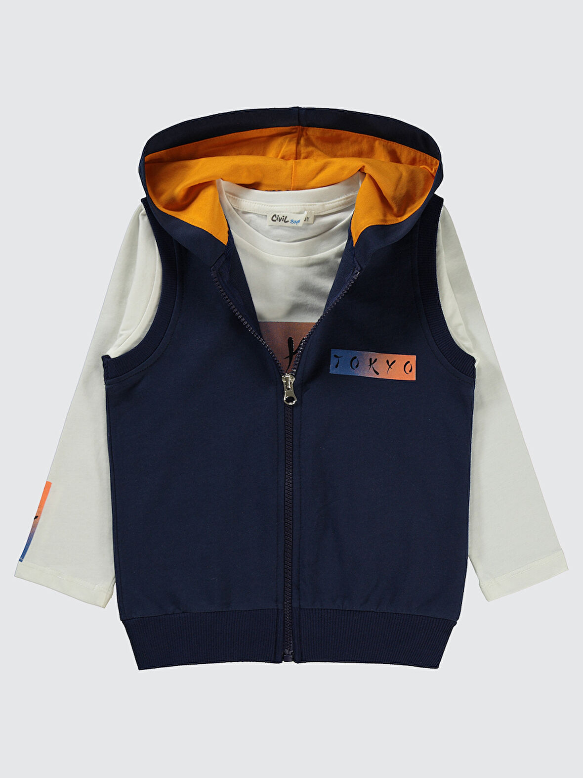 Civil Boys Erkek Çocuk Yelekli Sweatshirt 2-5 Yaş Lacivert