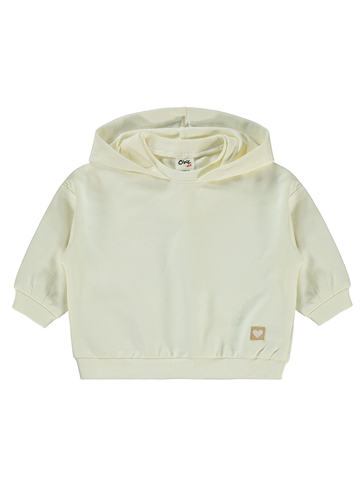 Civil Baby Erkek Bebek Kapüşonlu Sweatshirt 6-18 Ay Ekru