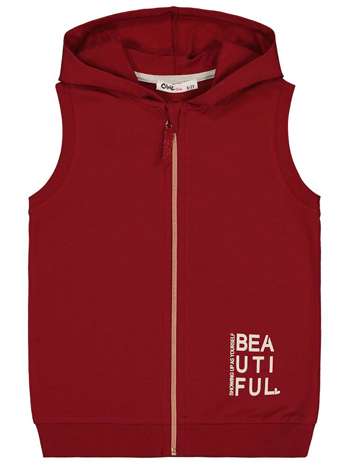 Civil Girls Basic 6-9 Yaş Yelek - Bordo6-7 Yaş