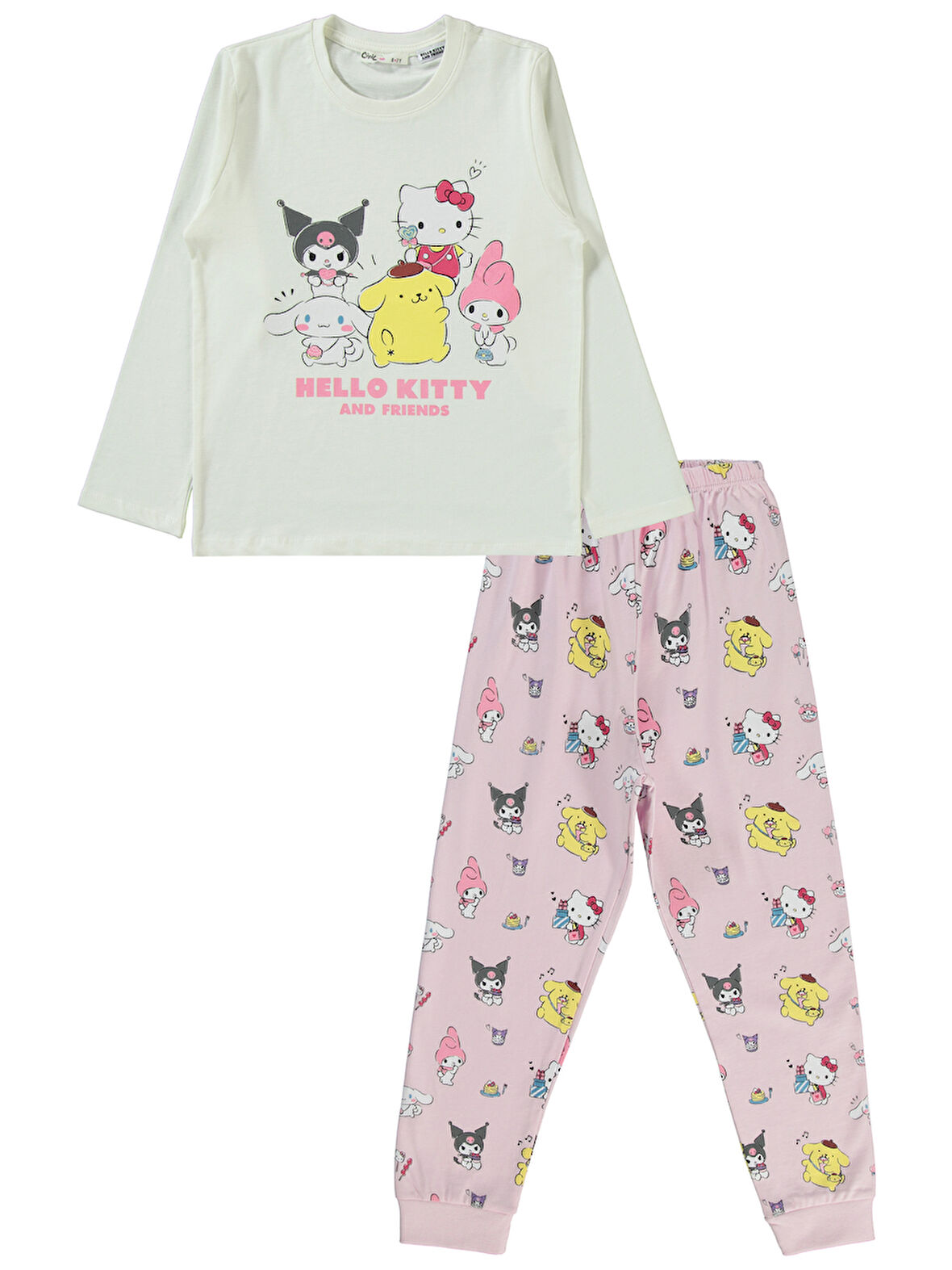 Kuromi Kız Çocuk Pijama Takımı 6-9 Yaş Ekru