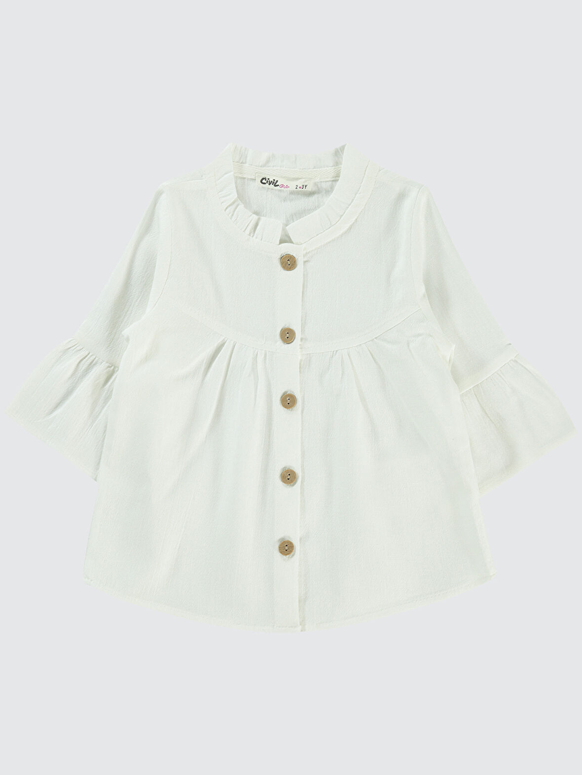 Civil Girls Kız Çocuk Gömlek 2-5 Yaş Beyaz