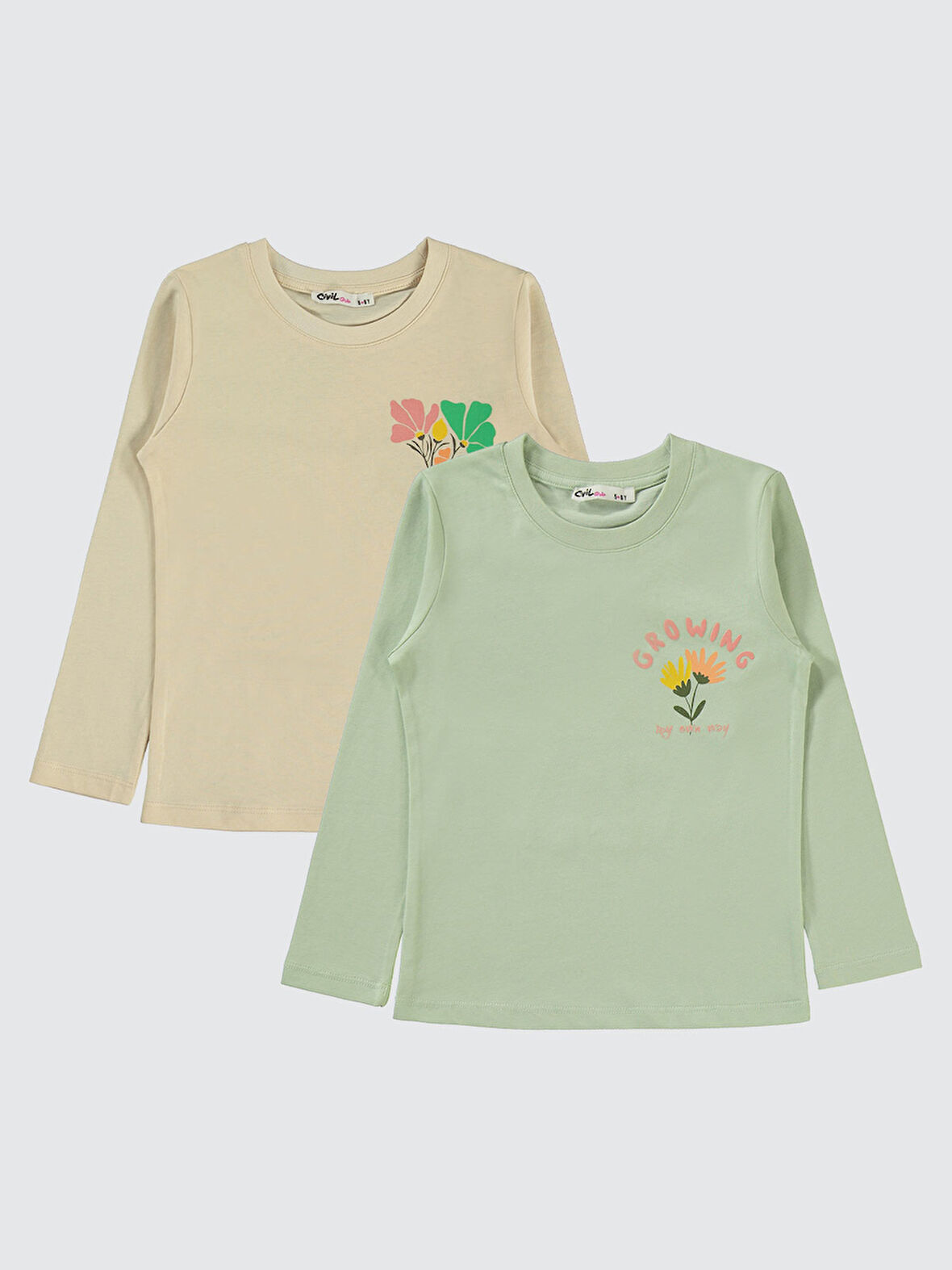 Civil Girls Kız Çocuk 2'li Sweatshirt 5-13 Yaş Yeşil