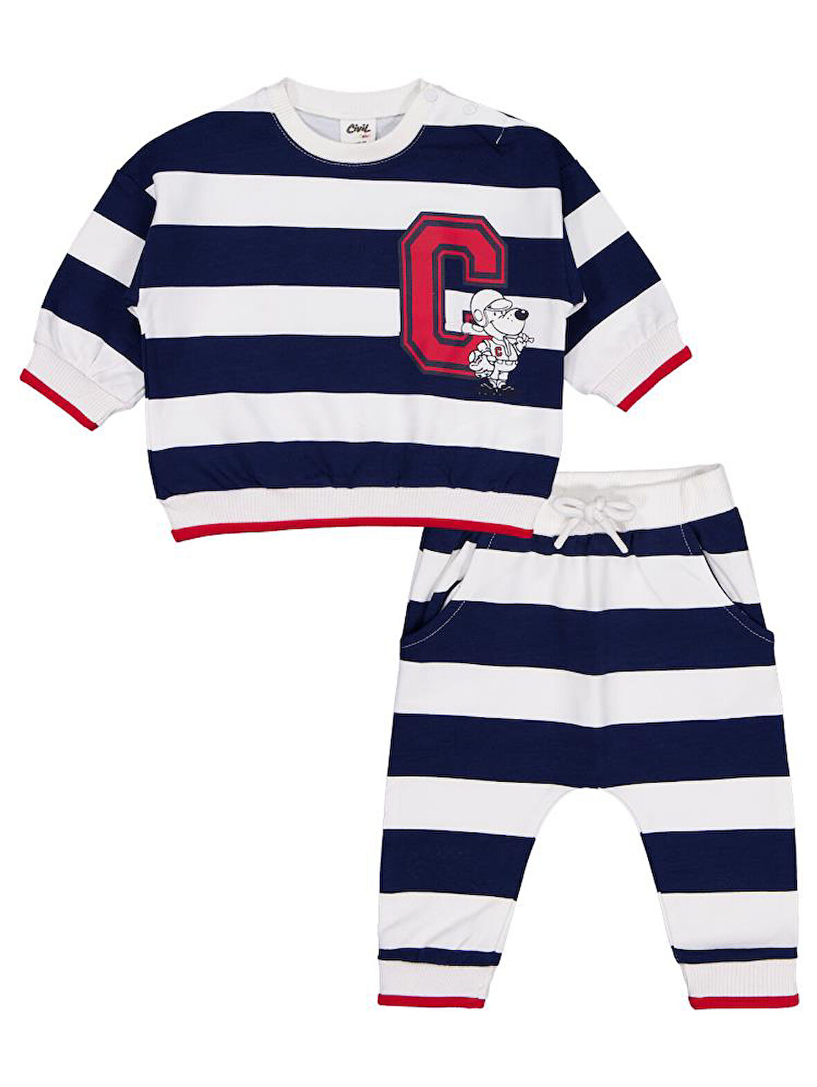 Civil Baby Baskılı 2'li 6-18 Ay Takım - Lacivert 18-24 Ay