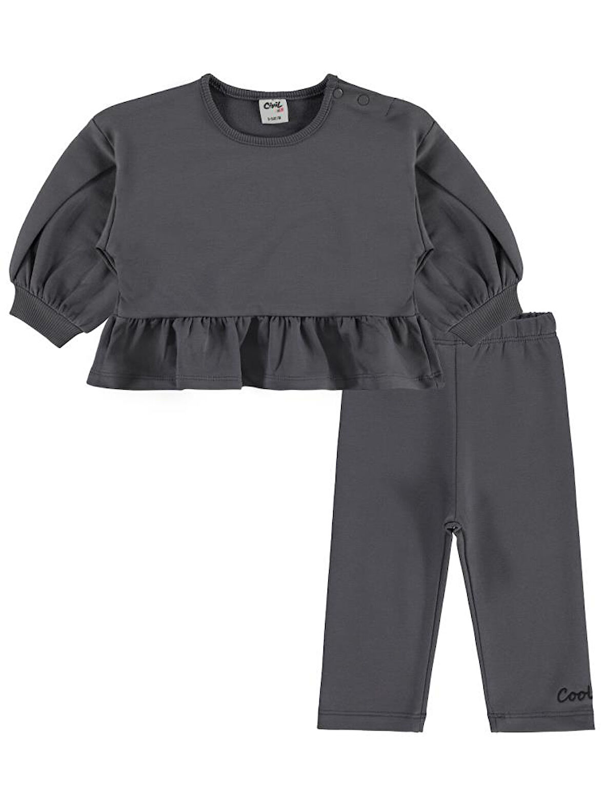 Civil Baby Cool Girl Nakışlı 6-18 Ay Takım - Gri12-18 Ay