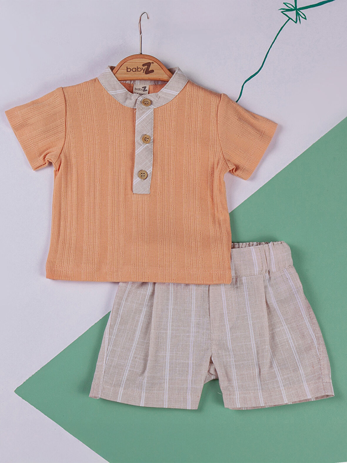 Baby Zz Erkek Bebek Şortlu Takım 6-12 Ay Kiremit