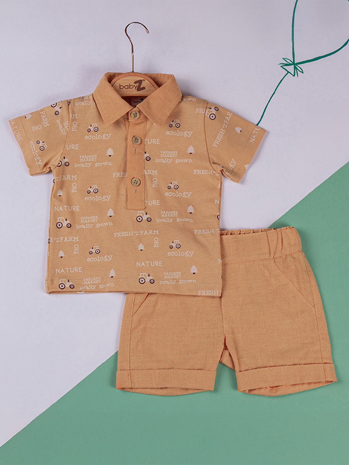 Baby Zz Erkek Bebek Şortlu Takım 6-12 Ay Kiremit