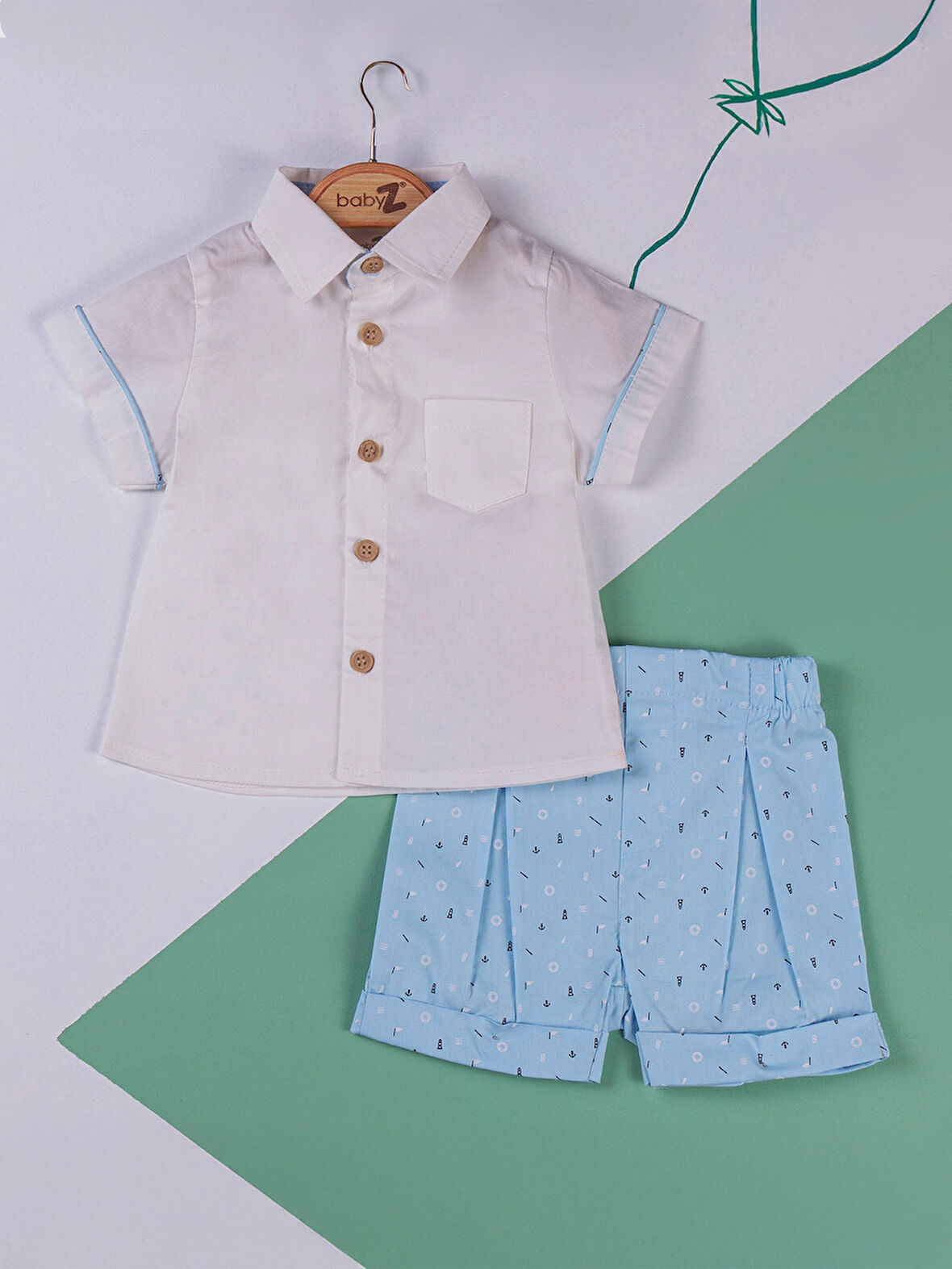 Baby Zz Erkek Bebek Şortlu Takım 6-12 Ay Mavi