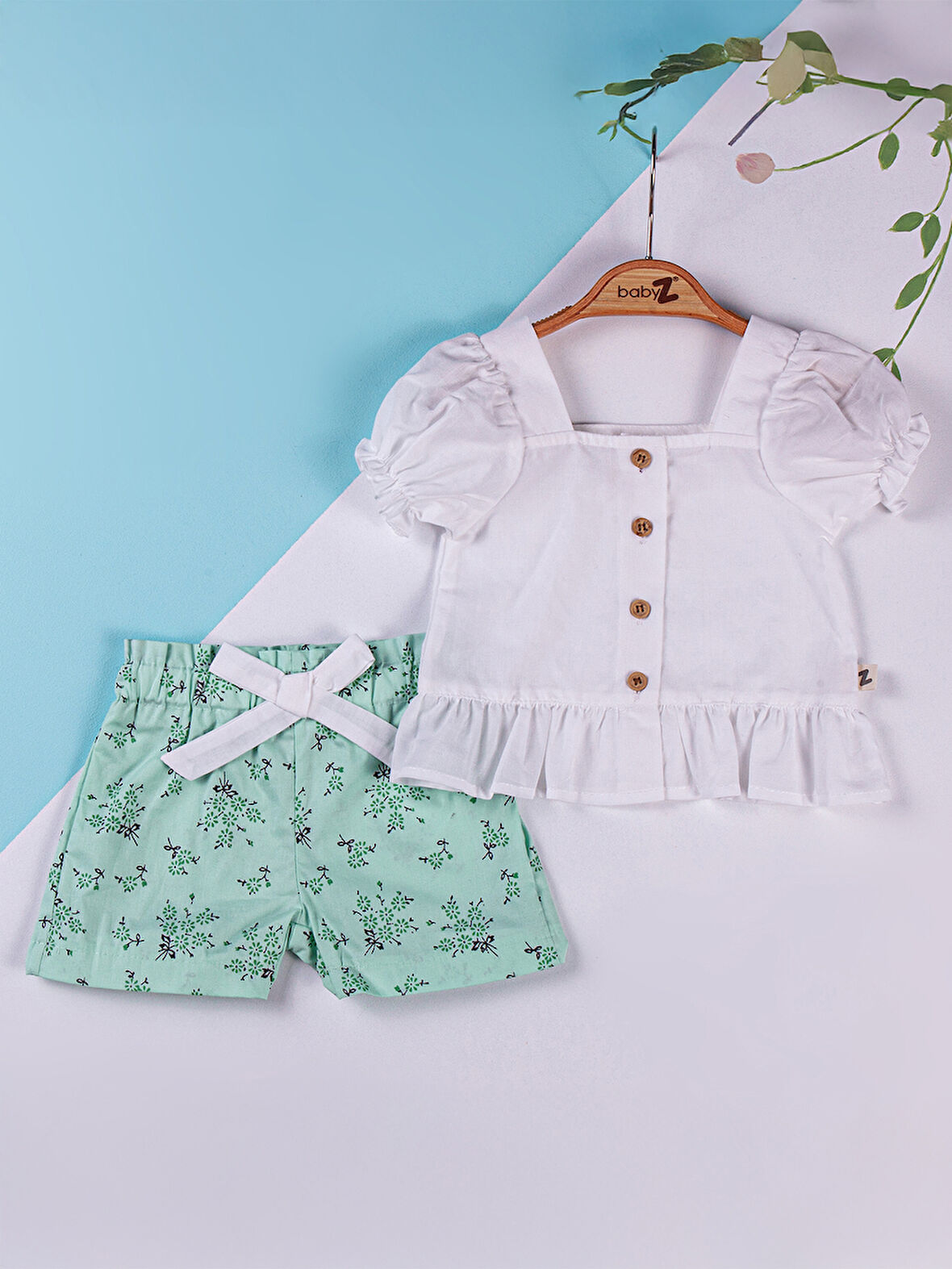 Baby Zz Kız Bebek Şortlu Takım 6-12 Ay Yeşil