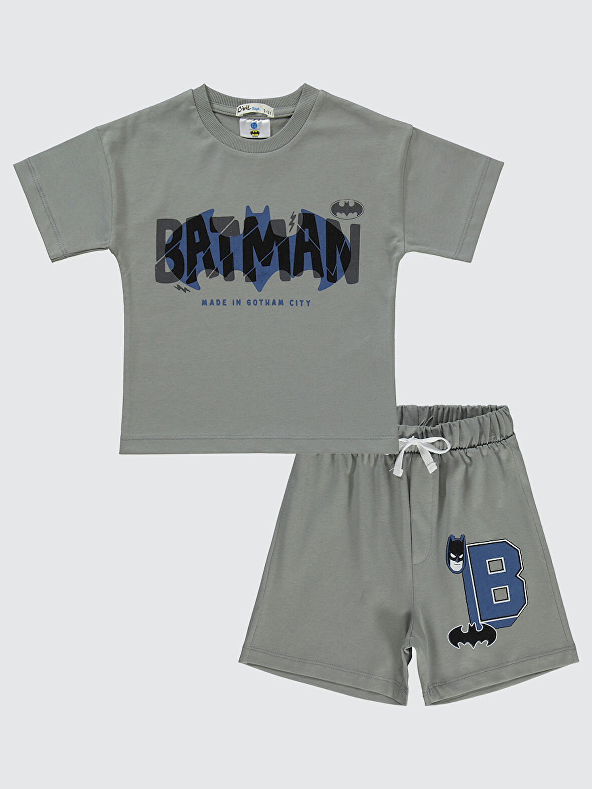 Batman Erkek Çocuk Takım 2-5 Yaş Gri
