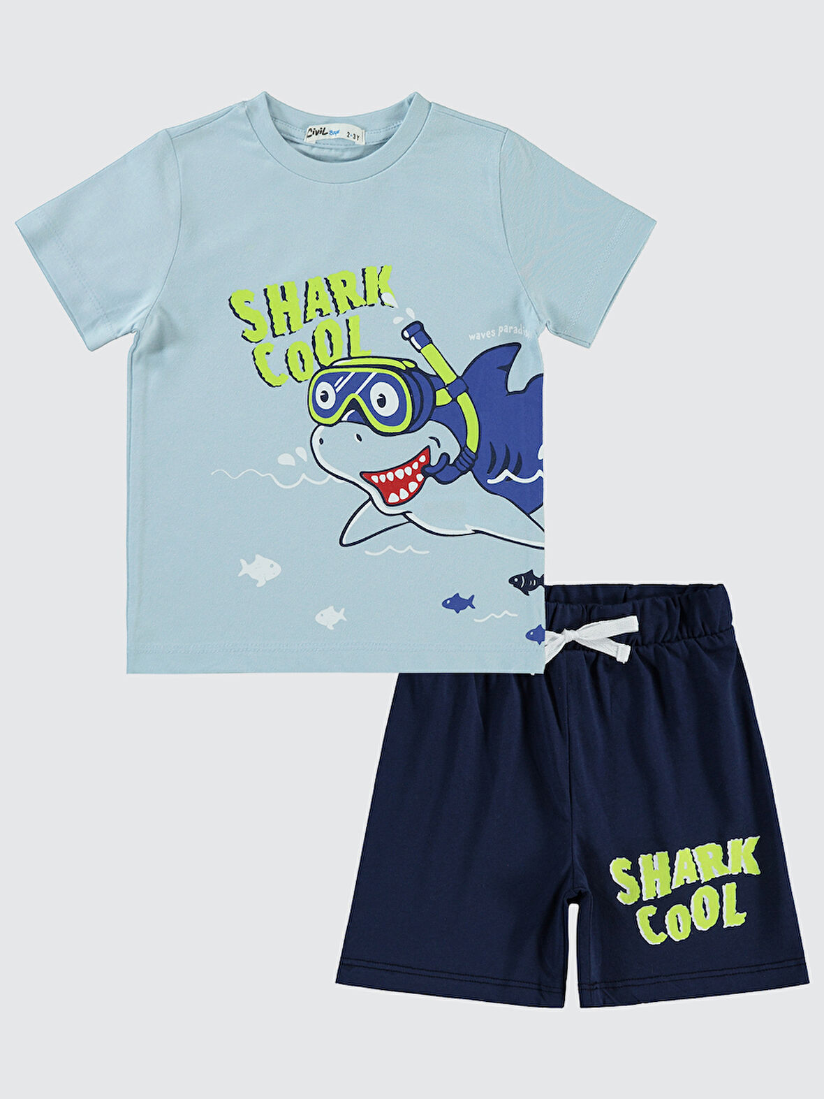 Civil Boys Erkek Çocuk Pijama Takımı 2-5 Yaş Buz Mavi