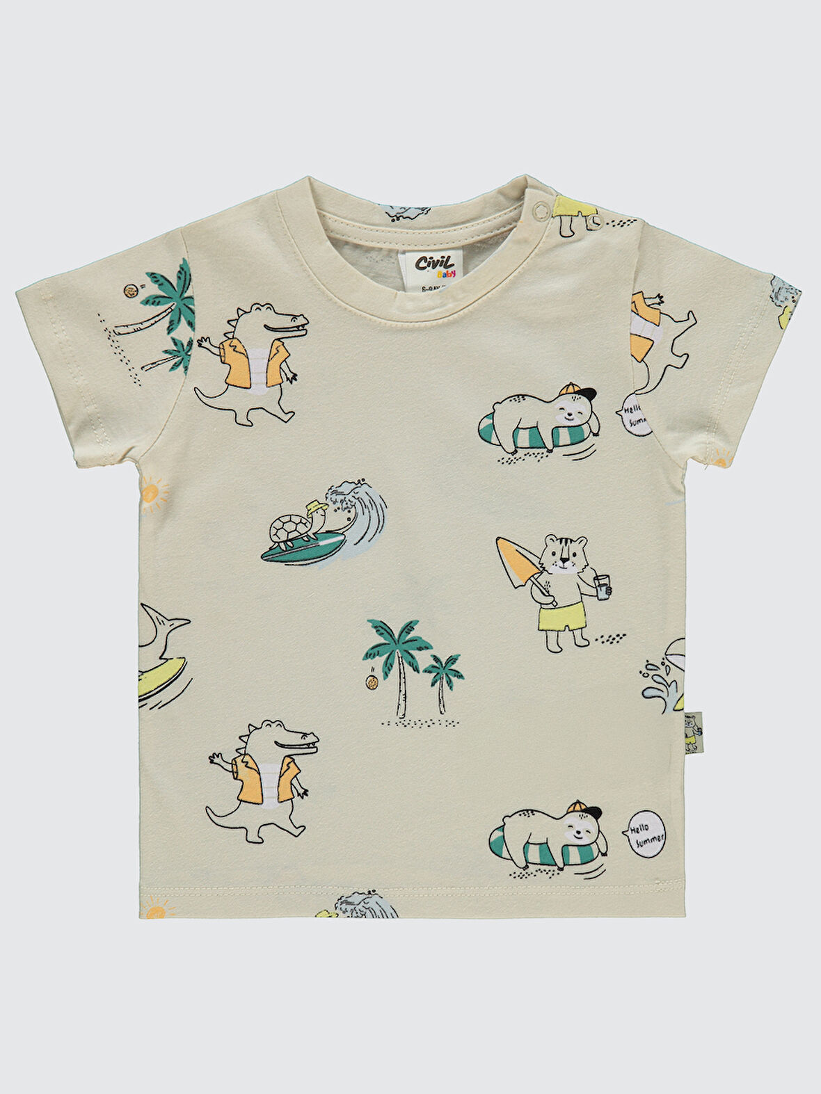 Civil Baby Erkek Bebek Tişört 6-18 Ay Taş Rengi