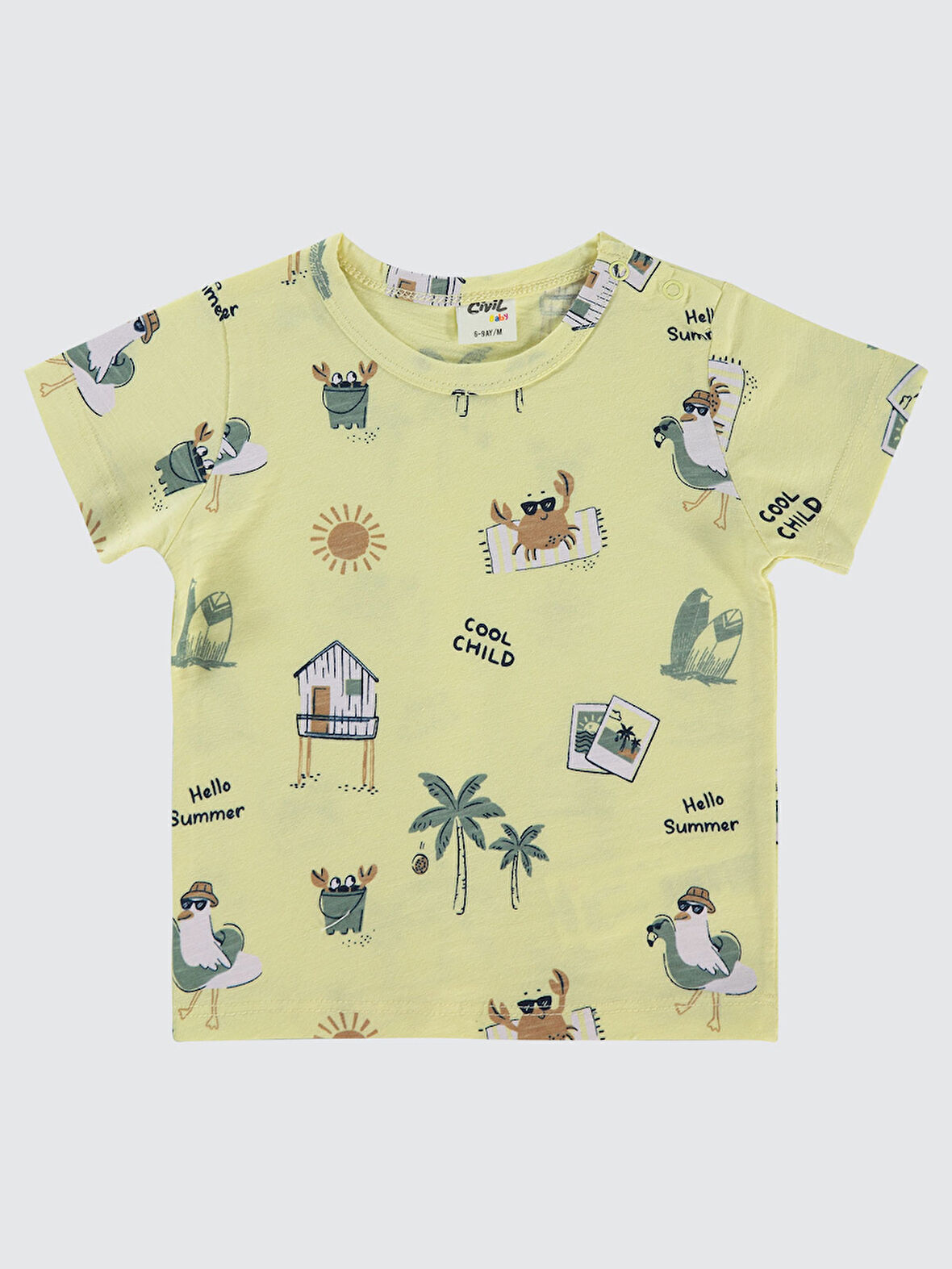 Civil Baby Erkek Bebek Tişört 6-18 Ay Soft Sarı