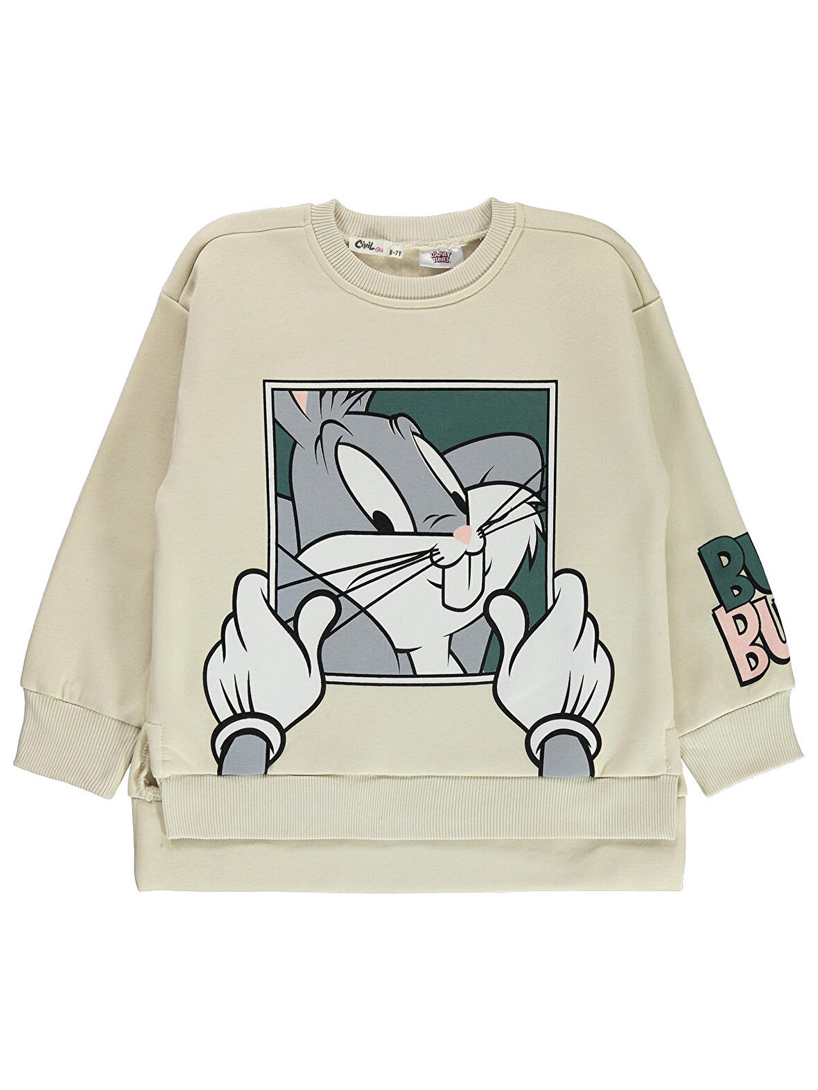 Bugs Bunny Kız Çocuk Sweatshirt 6-9 Yaş Tebeşir