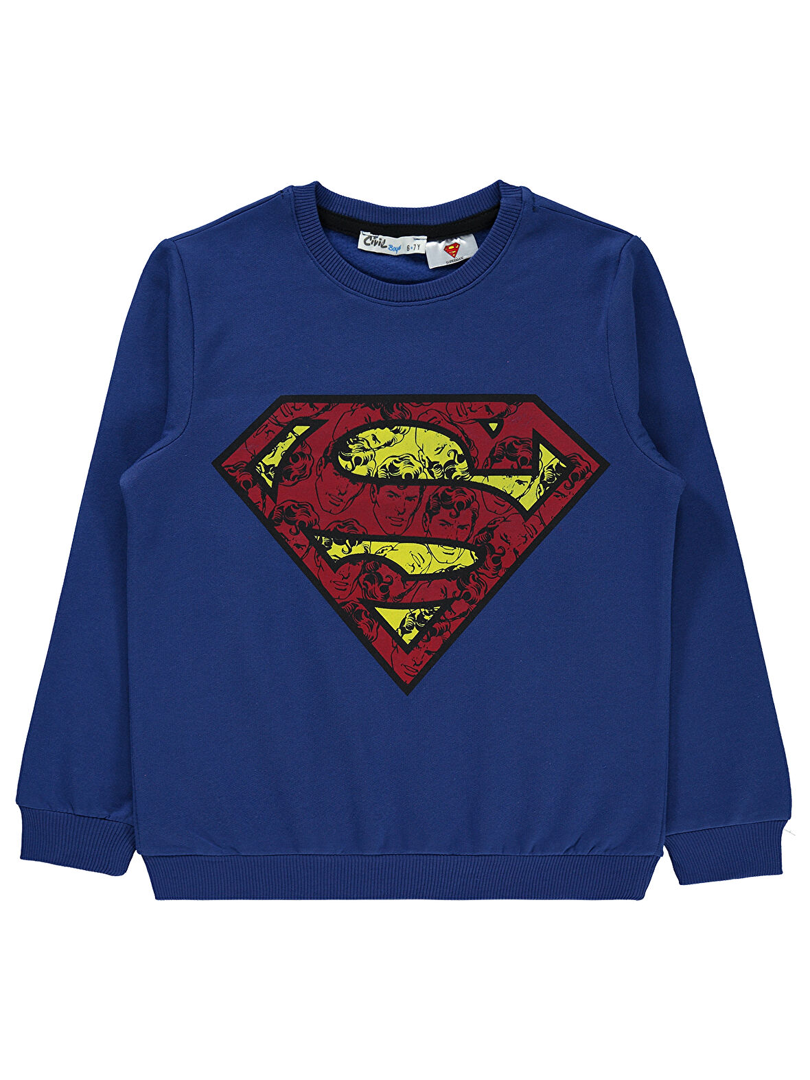 Superman Erkek Çocuk Sweatshirt 6-9 Yaş Saks Mavisi