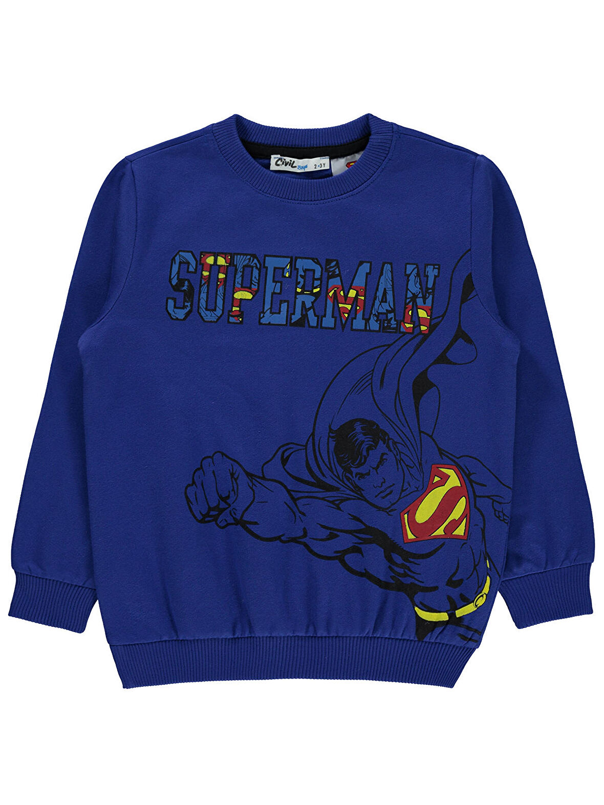 Superman Erkek Çocuk Sweatshirt 2-5 Yaş Saks Mavisi