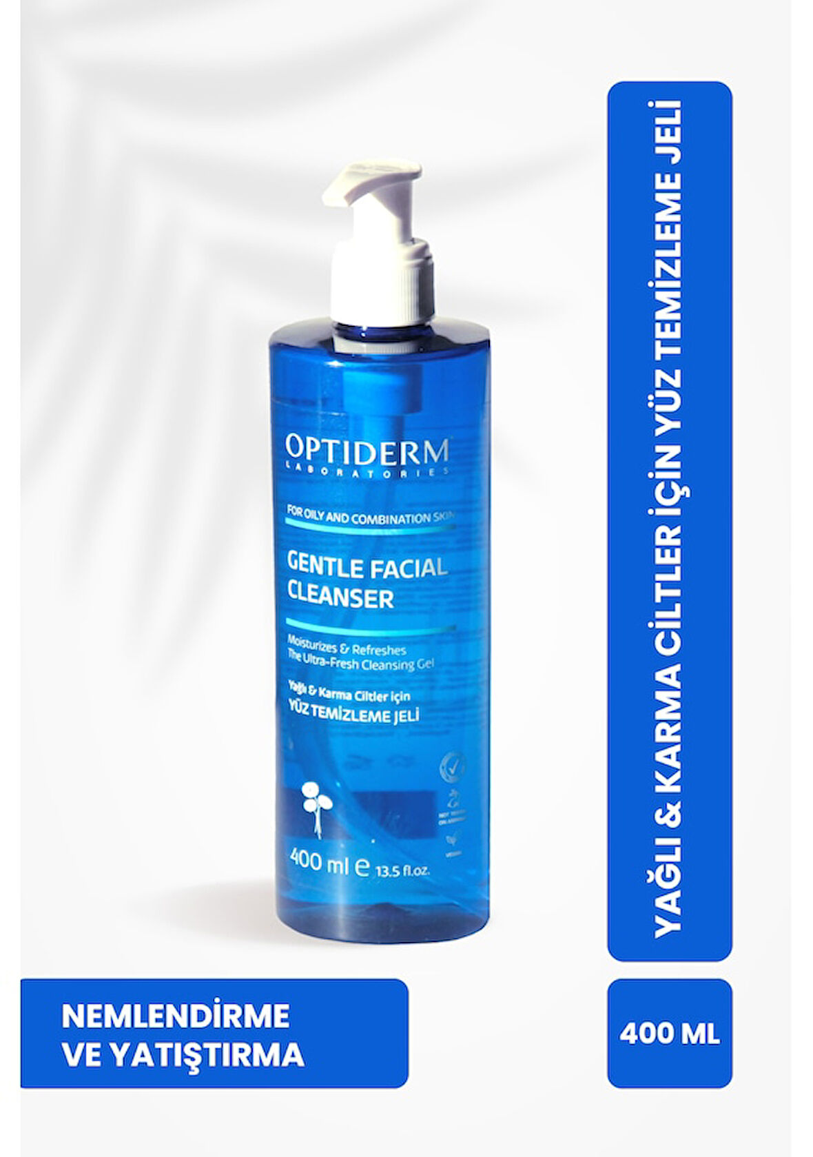 OPTİDERM YÜZ VE CİLT TEMİZLEME JELİ YAĞLI VE KARMA CİLTLER 400ML