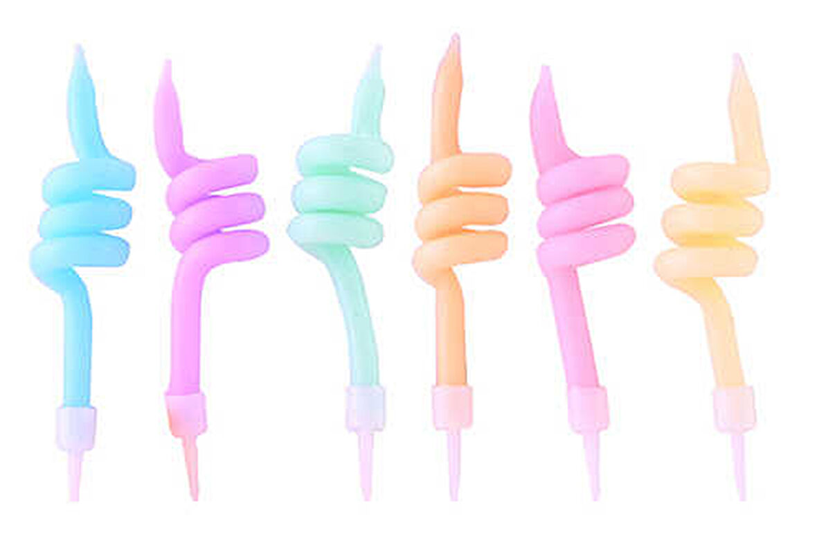 MUM PASTEL MAKARON SPIRAL RENGARENK KÜÇÜK 6 ADET