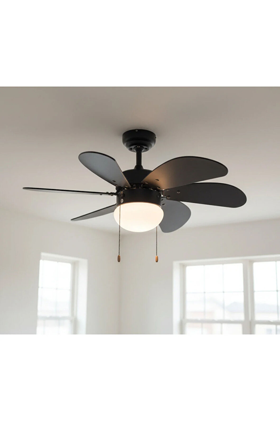 KCF279 DEKORATİF TAVAN VANTİ 60W 30"SİYAH AHSAP TAVAN VANTİLATÖR -Siyah - Ahşap