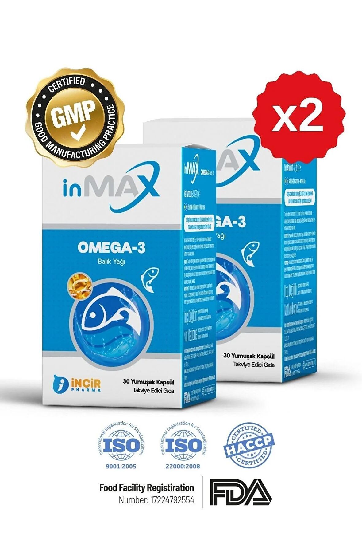 Omega-3 Dha - Epa 1000mg Form (2'Lİ KUTU) (İZLANDA) Soğuk Su Balık Yağı 30 Softgel