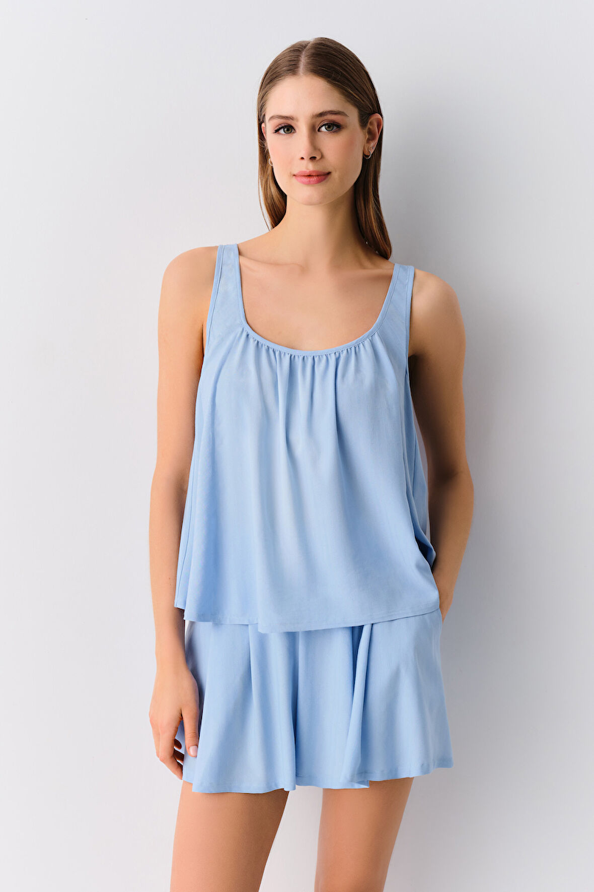 Suwen Cream Şort Pijama Takımı