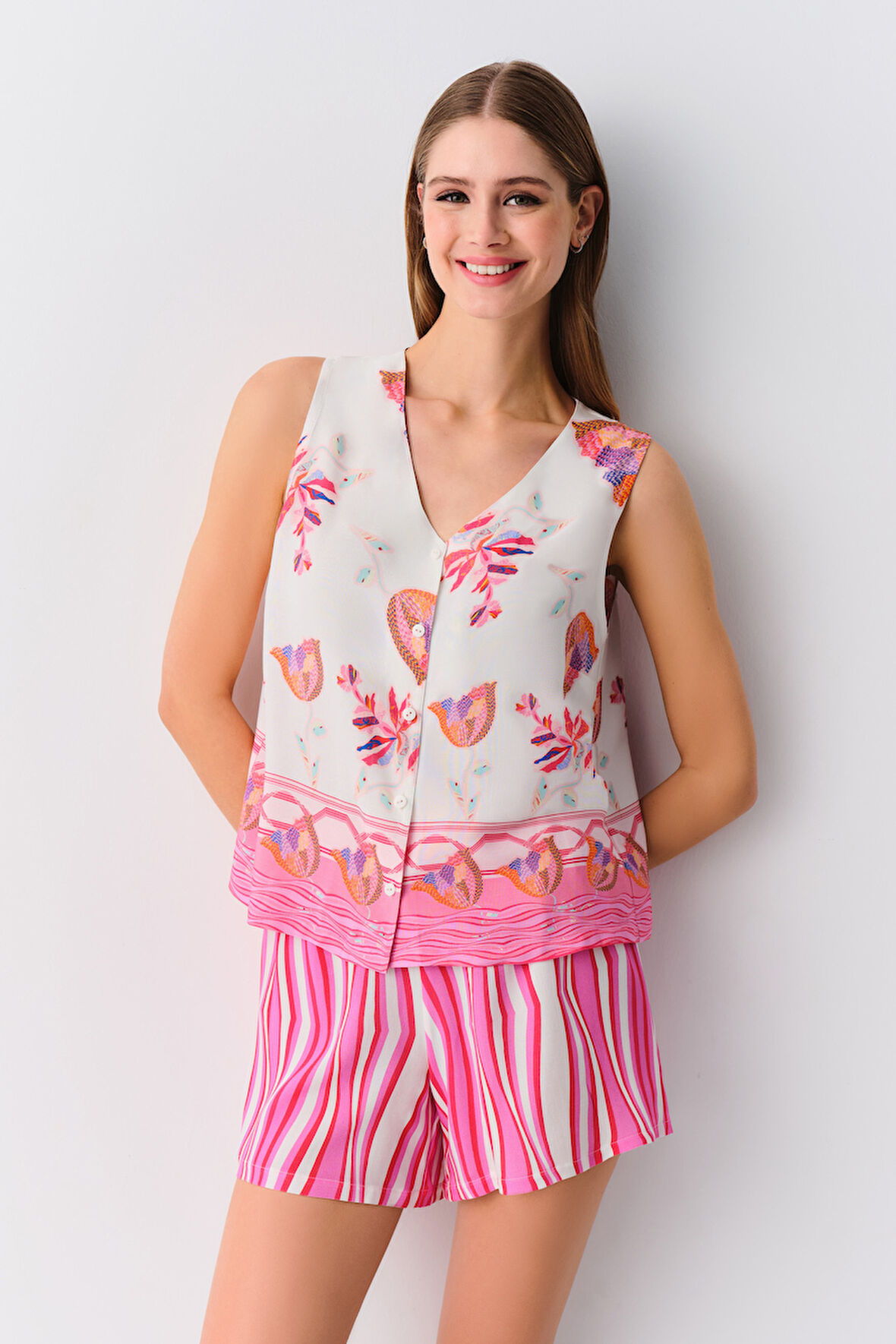 Suwen Gigi Maskülen Şort Pijama Takımı