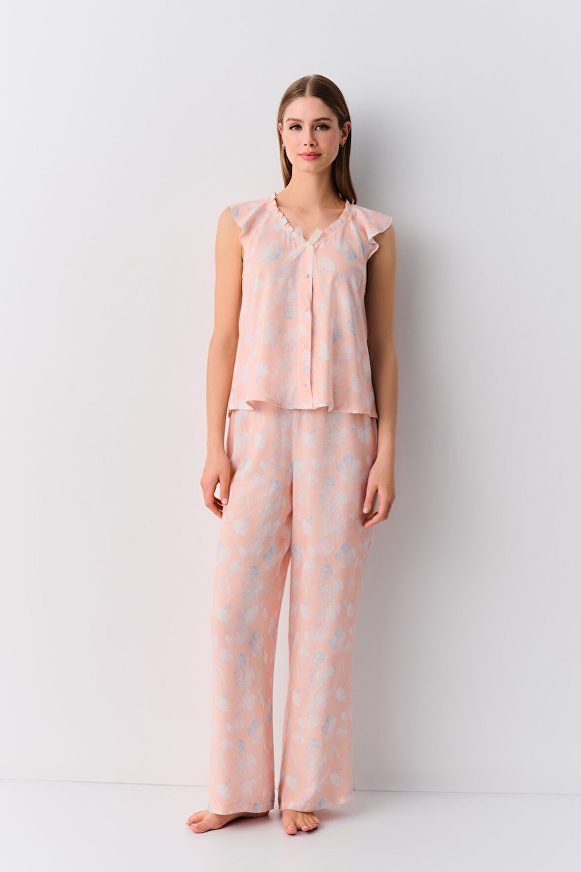 Suwen Shiny Askılı Maskülen Pijama Takımı