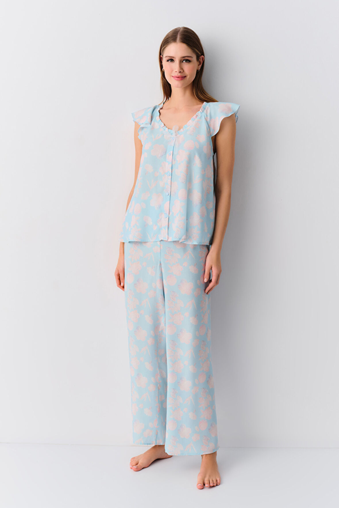 Suwen Shiny Askılı Maskülen Pijama Takımı