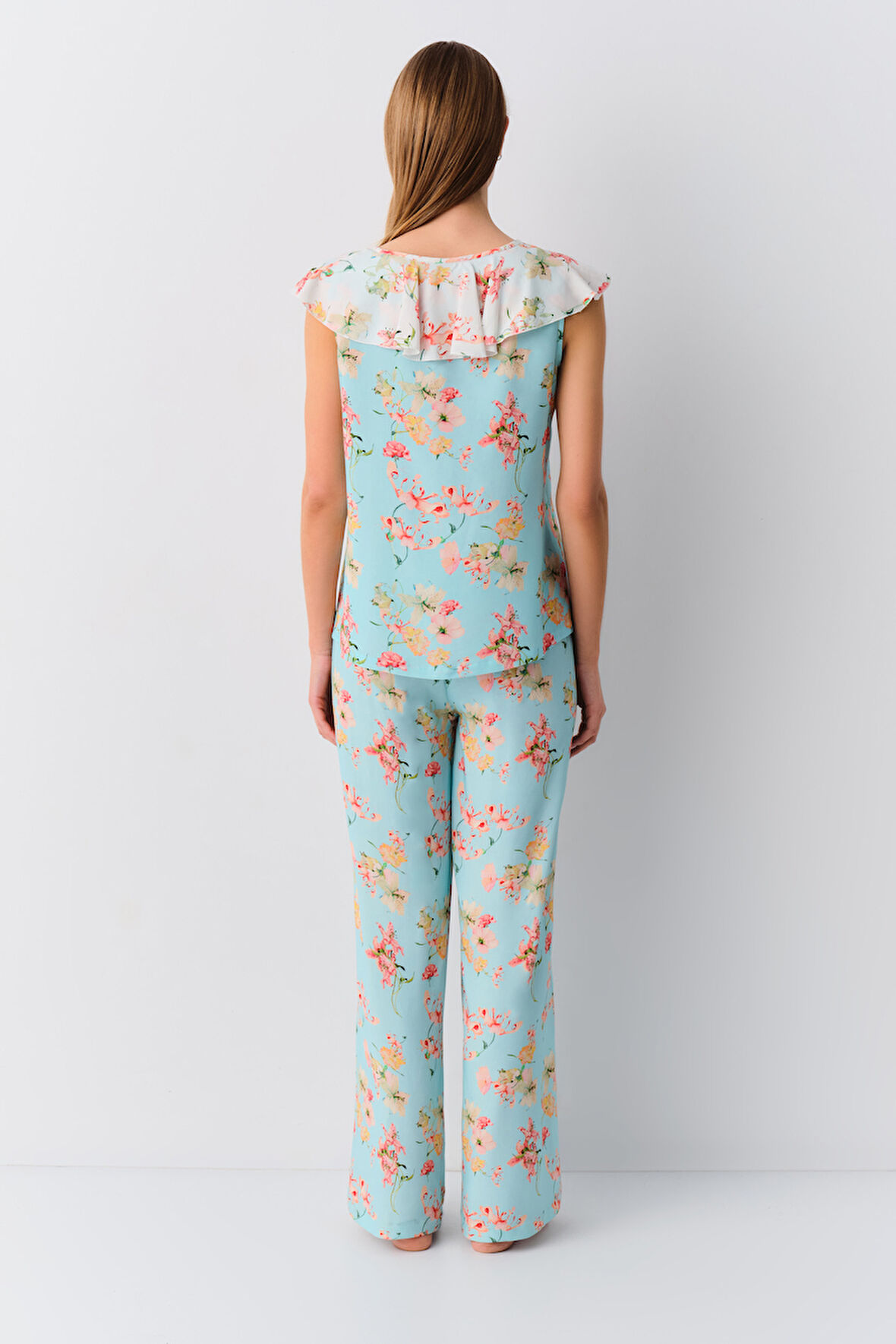Suwen Flowers Askılı Maskülen Pijama Takımı